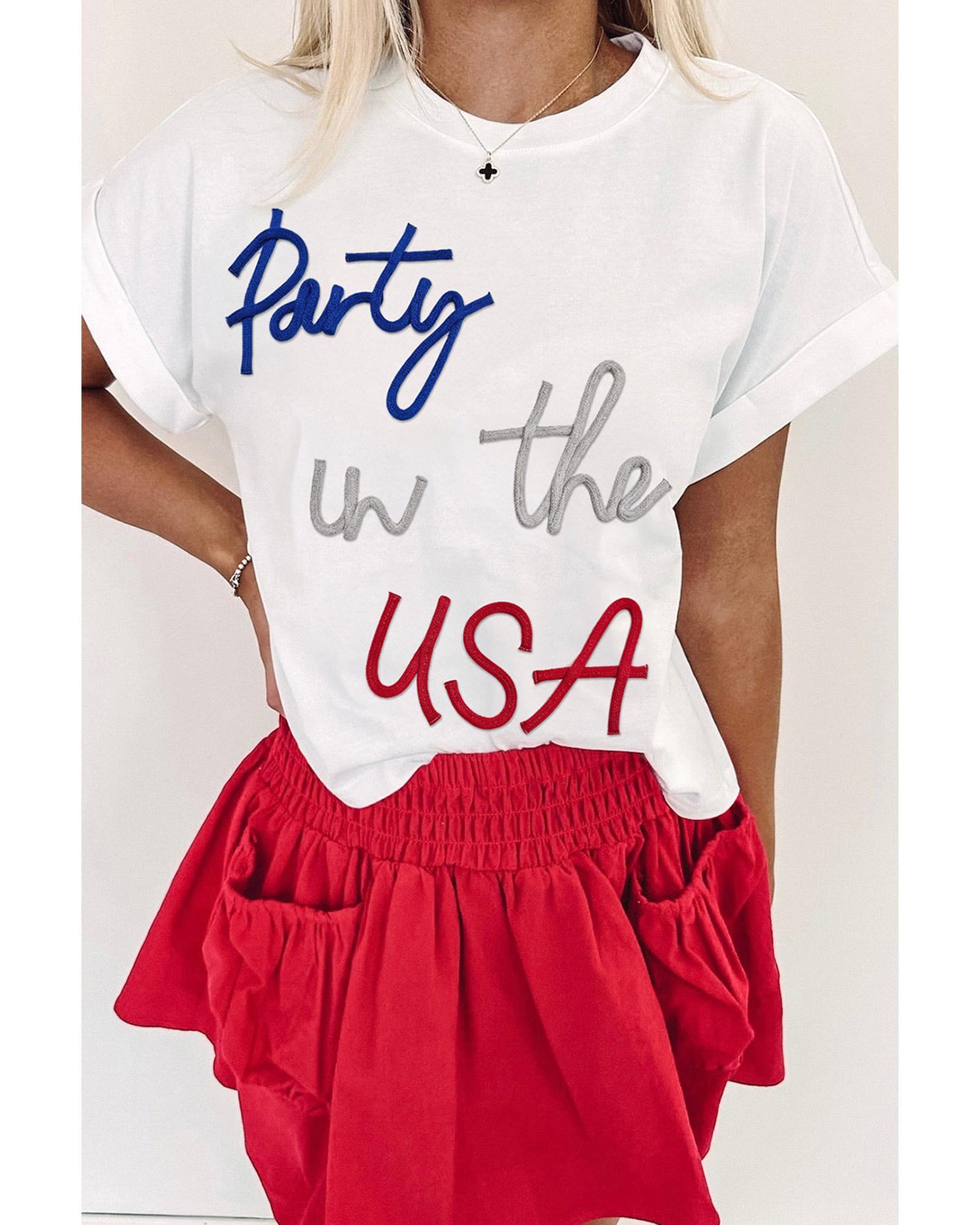 V539-AZEXDC25227675-P1-L-202508280820-00 White Party in the USA Graphic T Shirt - L - Image 1