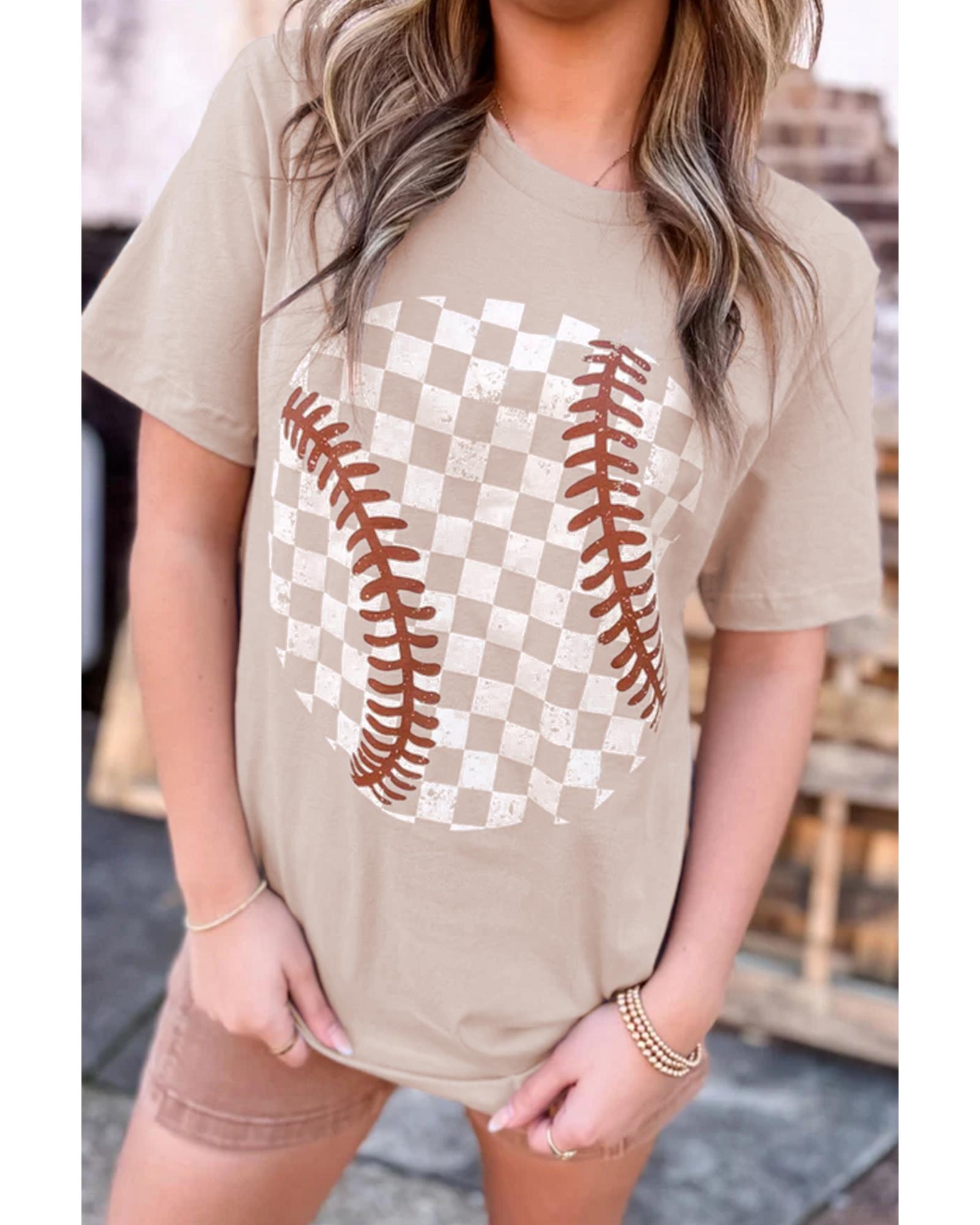 Jet Stream Checkered Baseball Graphic Tee - XL
