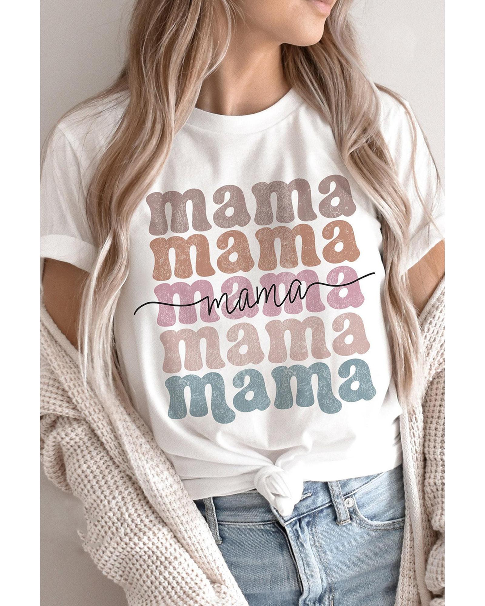 V539-AZEXDC25228737-1-M-202508281030-00 White mama Lettering Printed Crew Neck Tee - M - Image 1