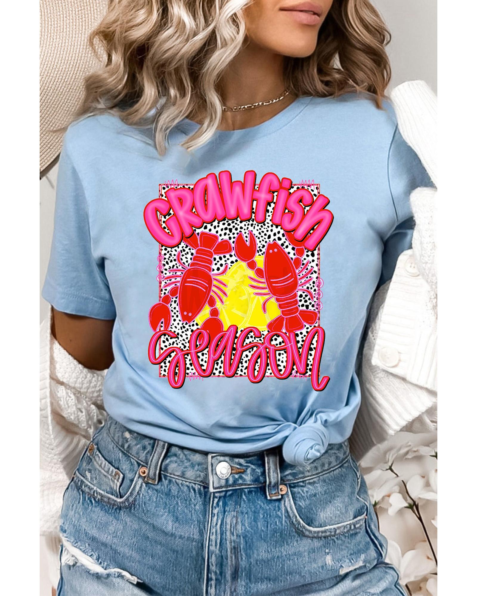 V539-AZEXDC25228954-P4-S-202506122137-00 Light Blue Crawfish Season Fashion Graphic T Shirt - S - Image 1