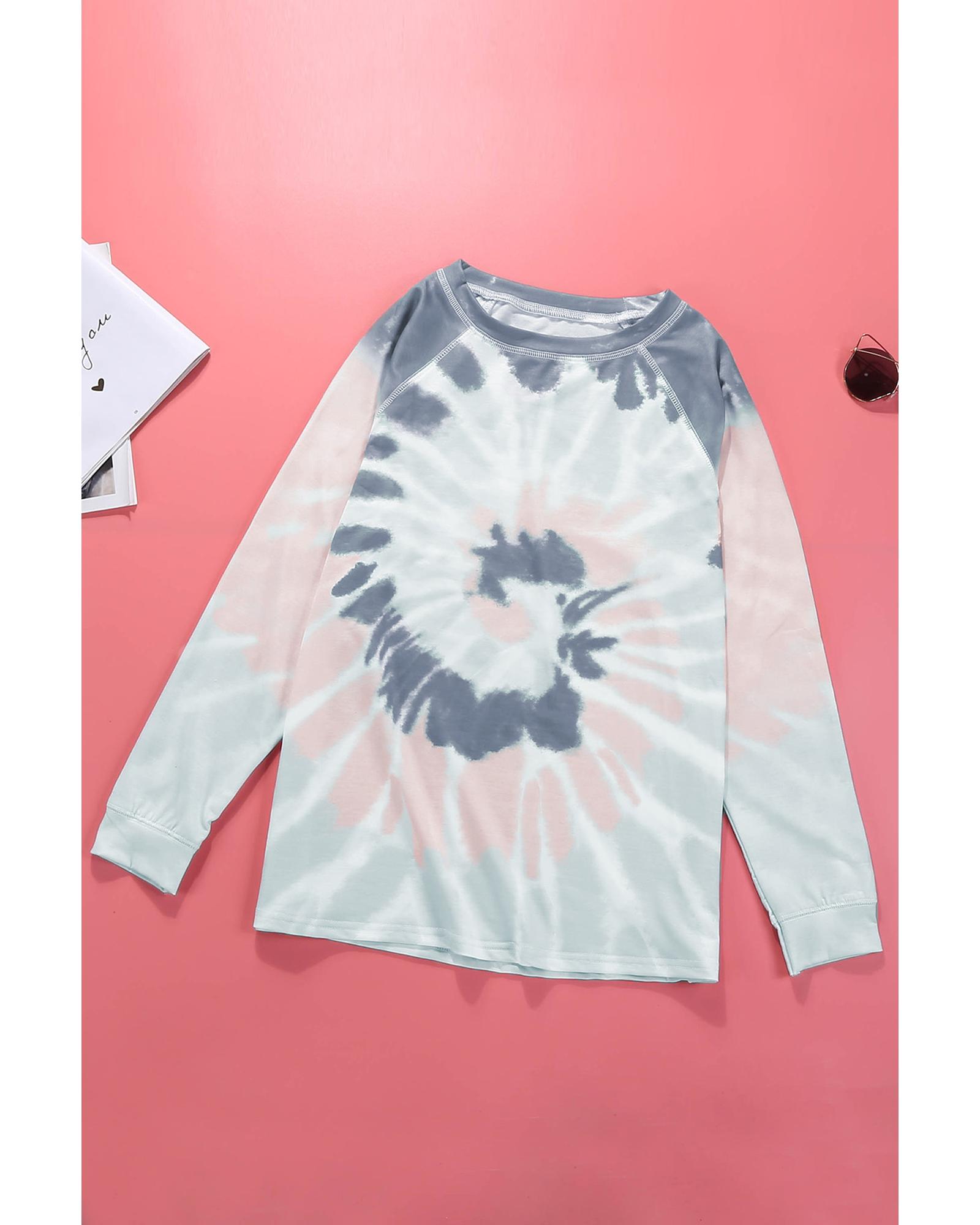 V539-AZEXDC253016-22-2XL-202508291805-00 Multicolor Ombre Tie Dye Loose Leisure Sweatshirt - 2XL - Image 1