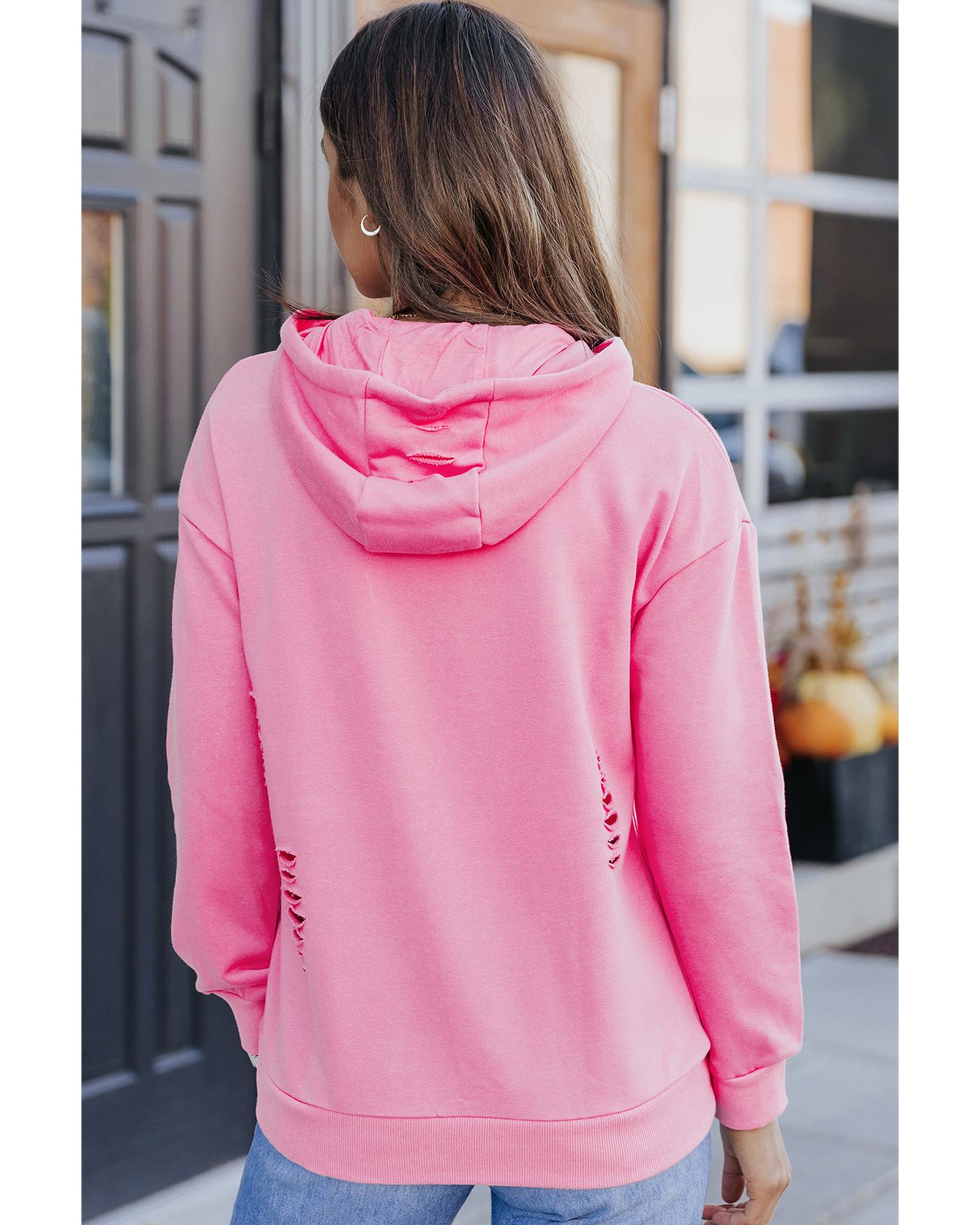 V539-AZEXDC25311957-10-L-202508261355-00 Azura Exchange Ripped Hooded Sweatshirt with Kangaroo Pocket - L - Image 1