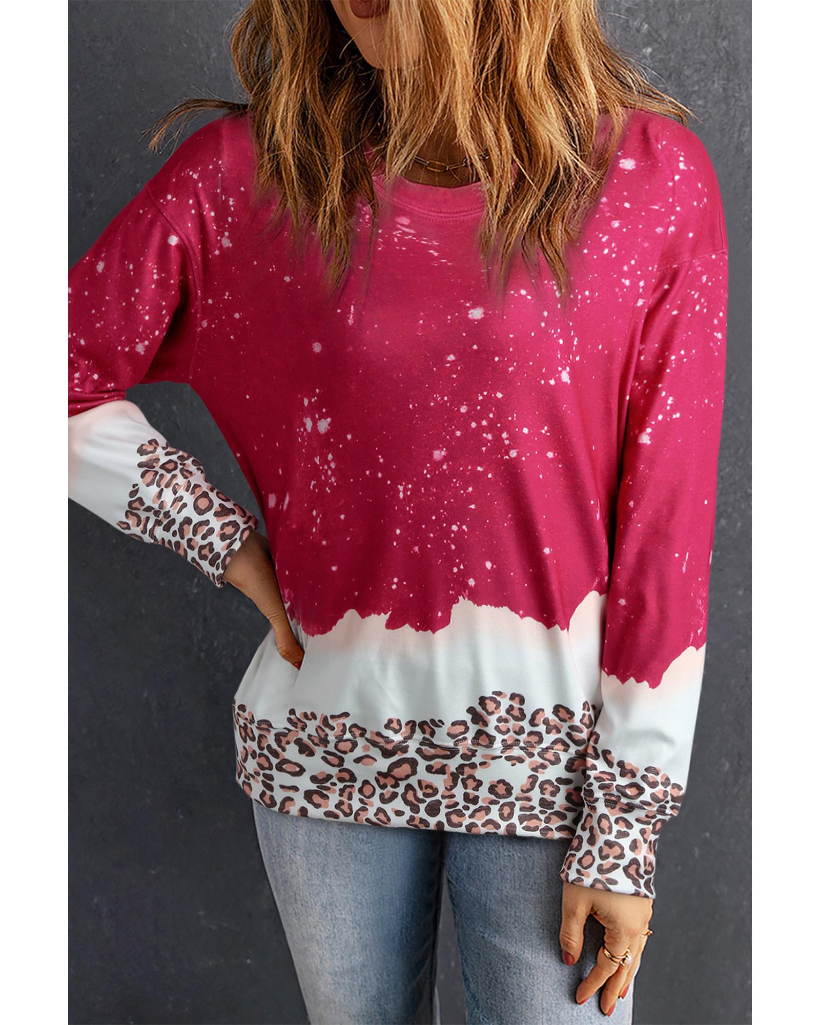 V539-AZEXDC25312493-3-M-202508260825-00 Azura Exchange Leopard Bleached Pullover Sweatshirt - M - Image 1