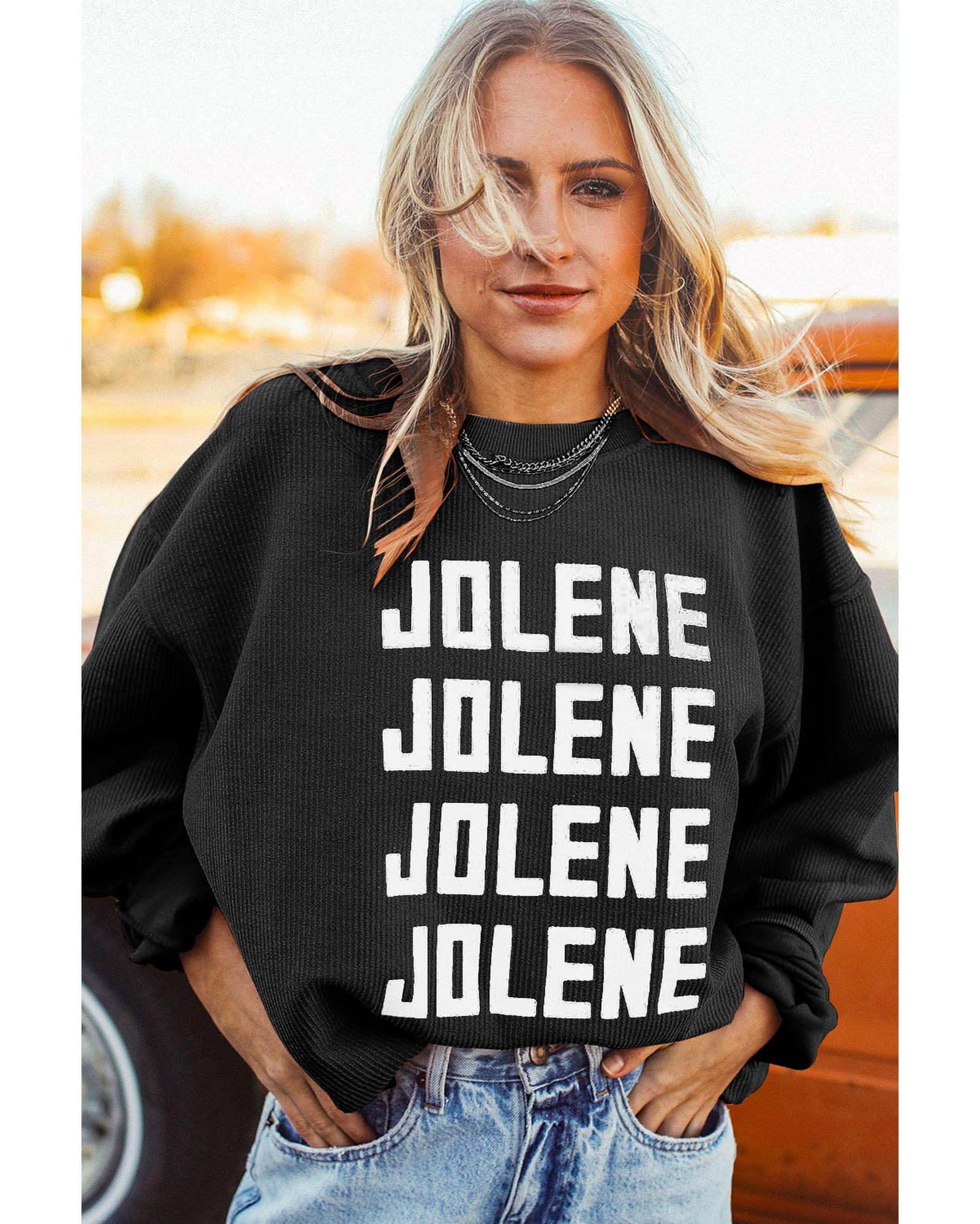 V539-AZEXDC25312934-2-XL-202508270520-00 Black JOLENE Ribbed Corded Oversized Sweatshirt - XL - Image 1