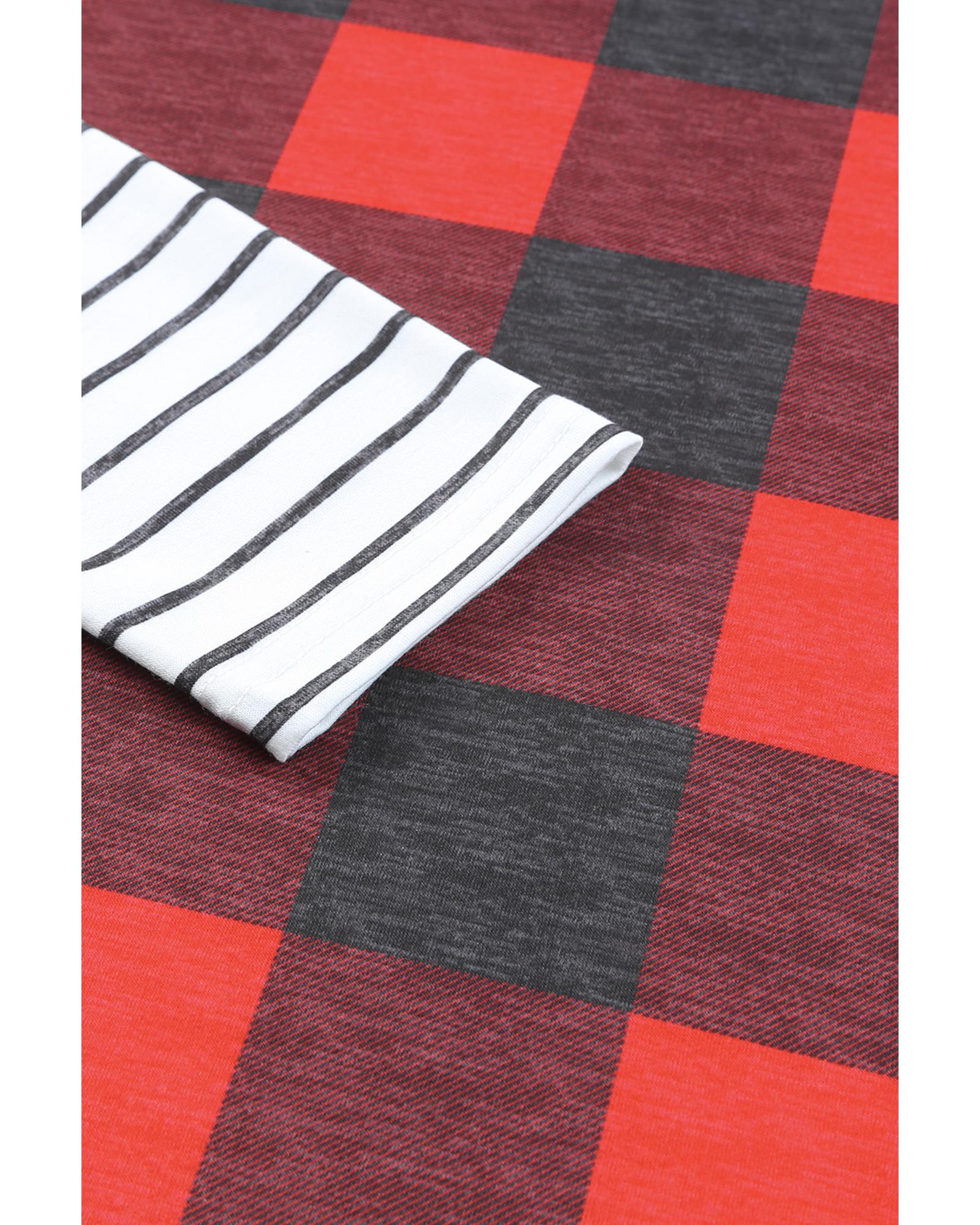 V539-AZEXDC25313080-3-XL-202508252320-00 Azura Exchange Plaid Striped Patchwork Drawstring Hoodie - XL - Image 1