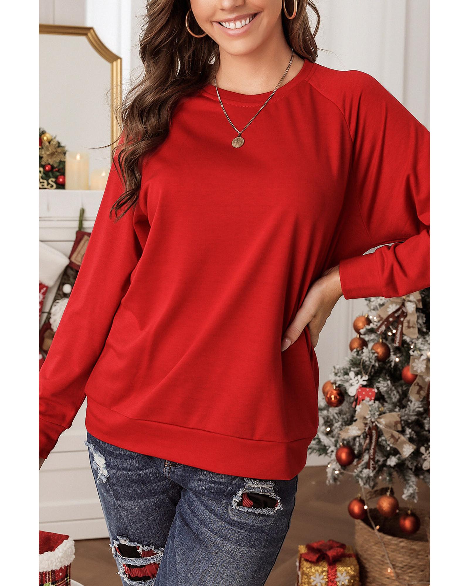 V539-AZEXDC25314096-3-S-202508262150-00 Azura Exchange Round Neck Raglan Sleeve Sweatshirt - S - Image 1