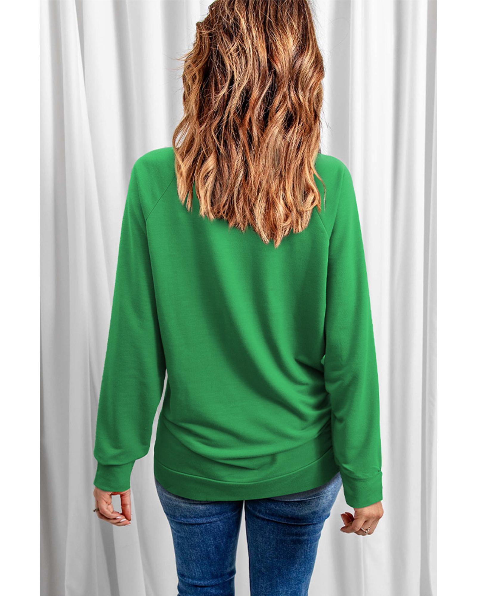 V539-AZEXDC25314298-9-L-202508252140-00 Azura Exchange Lucky Glitter Graphic Raglan Sleeve Sweatshirt - L - Image 1