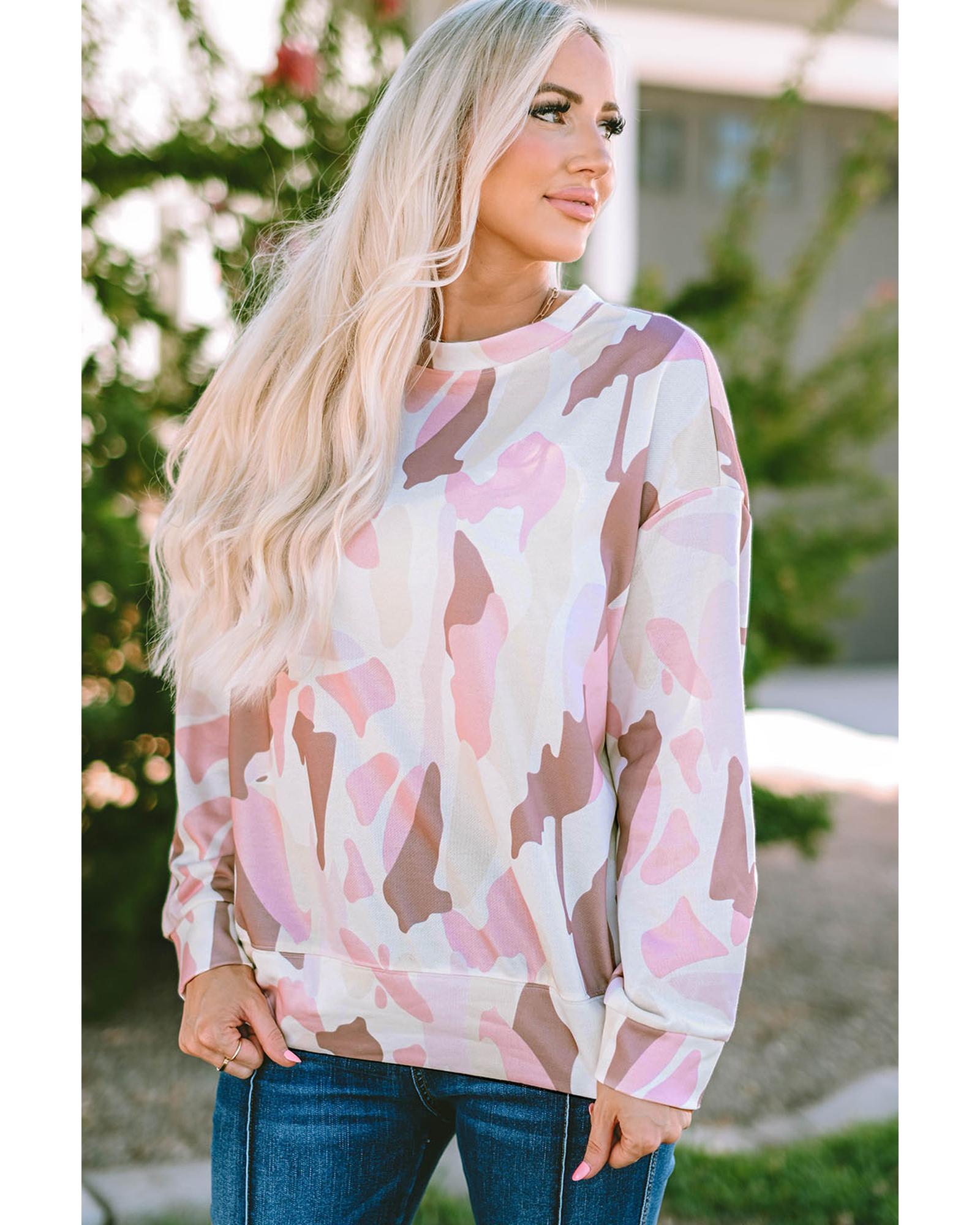 V539-AZEXDC25314717-10-M-202508261100-00 Azura Exchange Relaxed Geometric Print Crewneck Sweatshirt - M - Image 1