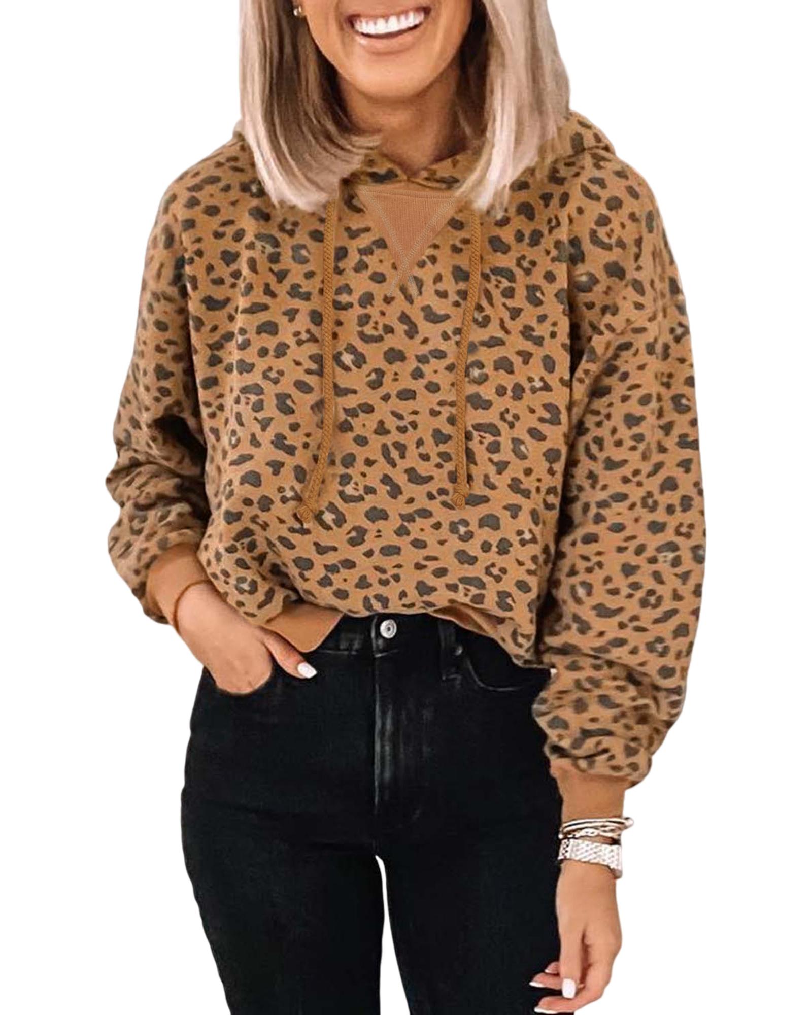 V539-AZEXDC25314803-20-L-202508290320-00 Azura Exchange Leopard Long Sleeve Cropped Hoodie - L - Image 1