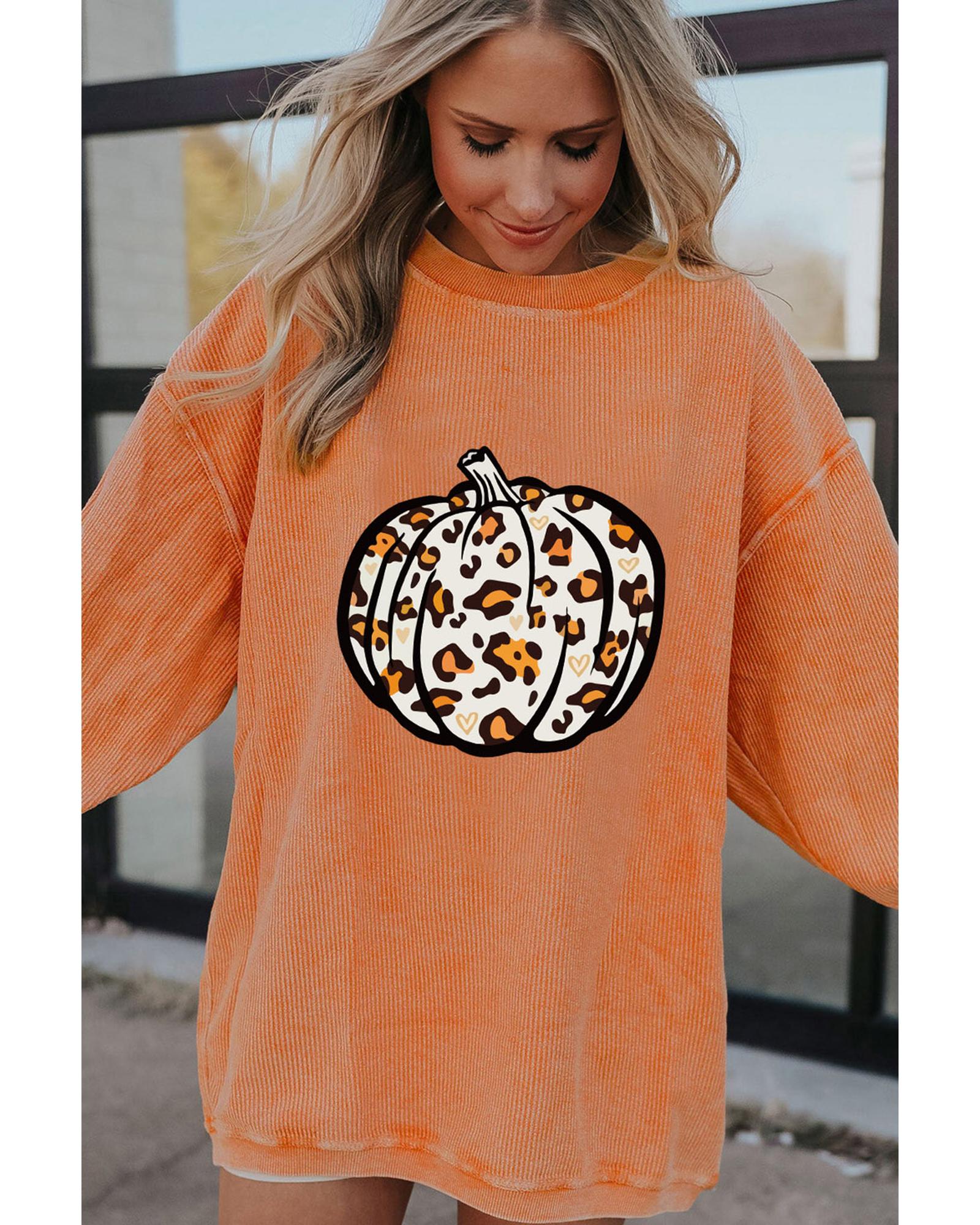 V539-AZEXDC25315151-2014-S-202508251745-00 Azura Exchange Leopard Graphic Corded Sweatshirt - S - Image 1