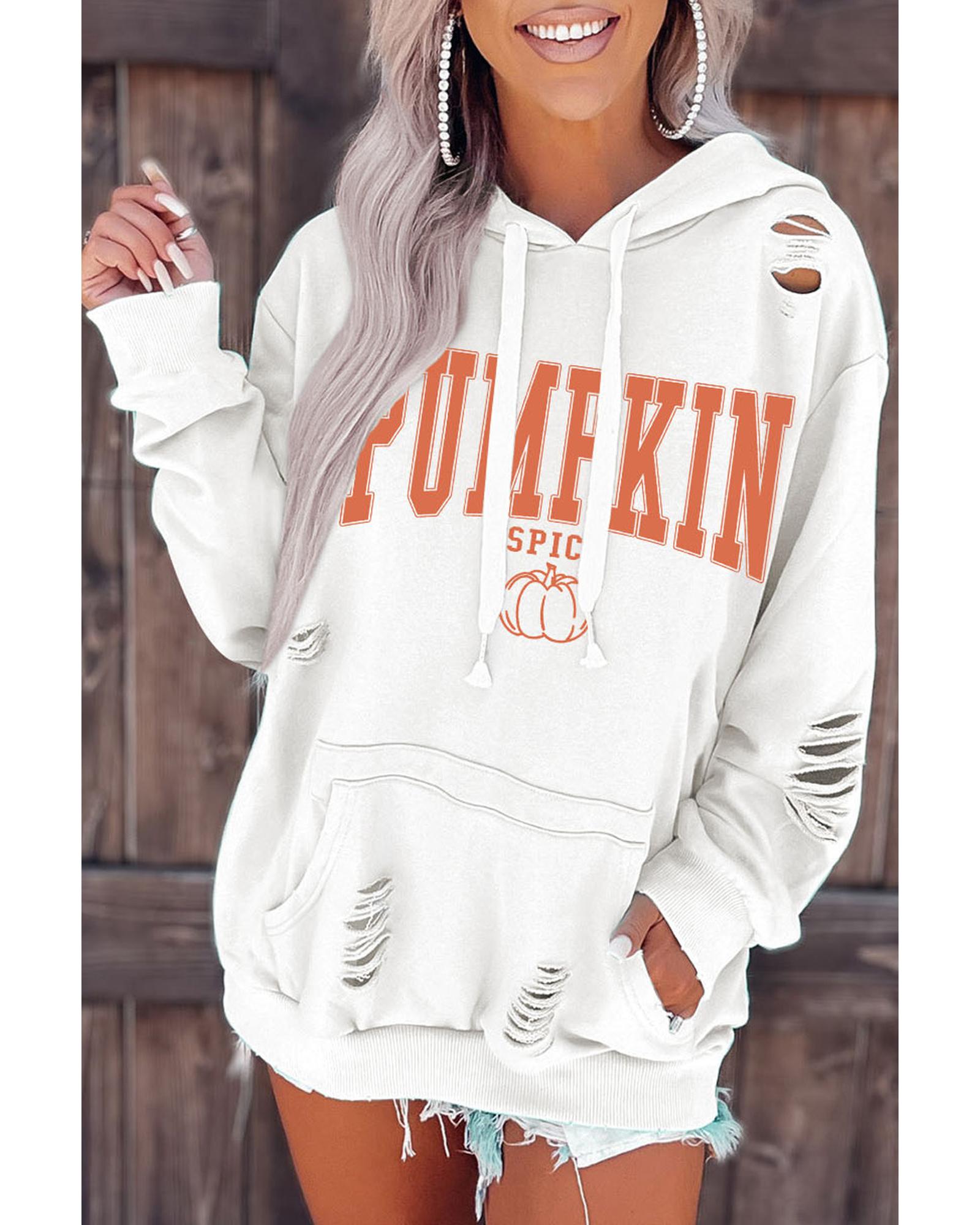 V539-AZEXDC25315280-1-S-202509010230-00 Azura Exchange Pumpkin Spice Distressed Hoodie - S - Image 1