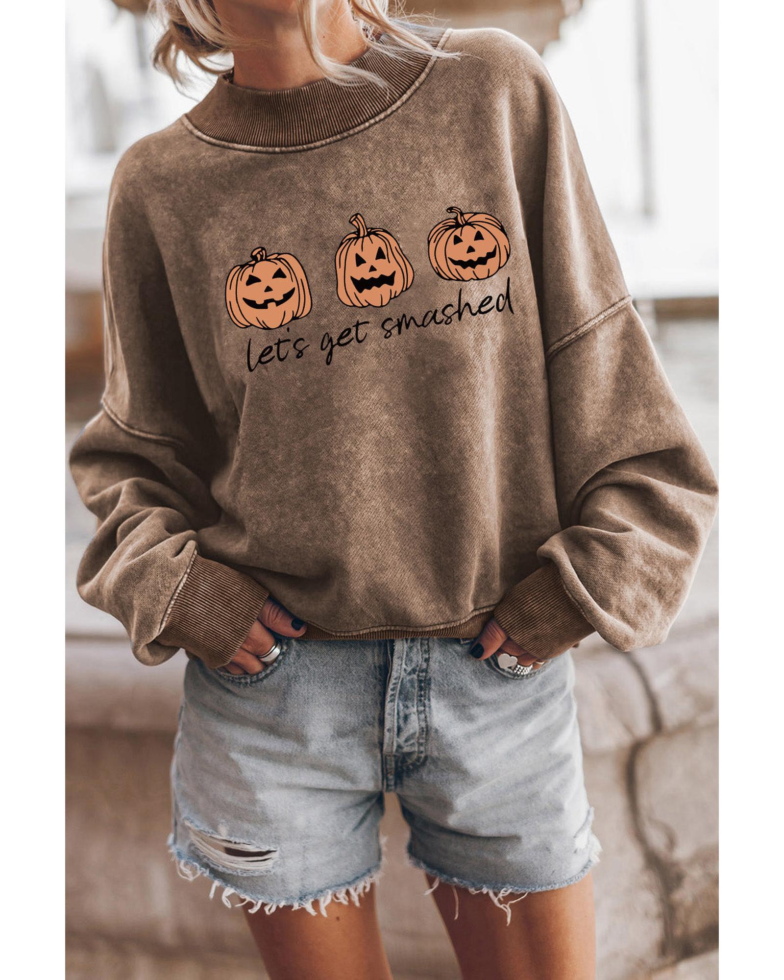V539-AZEXDC25315596-17-S-202508311840-00 Azura Exchange Lets Get Smashed Halloween Pumpkin Graphic Sweatshirt - S - Image 1