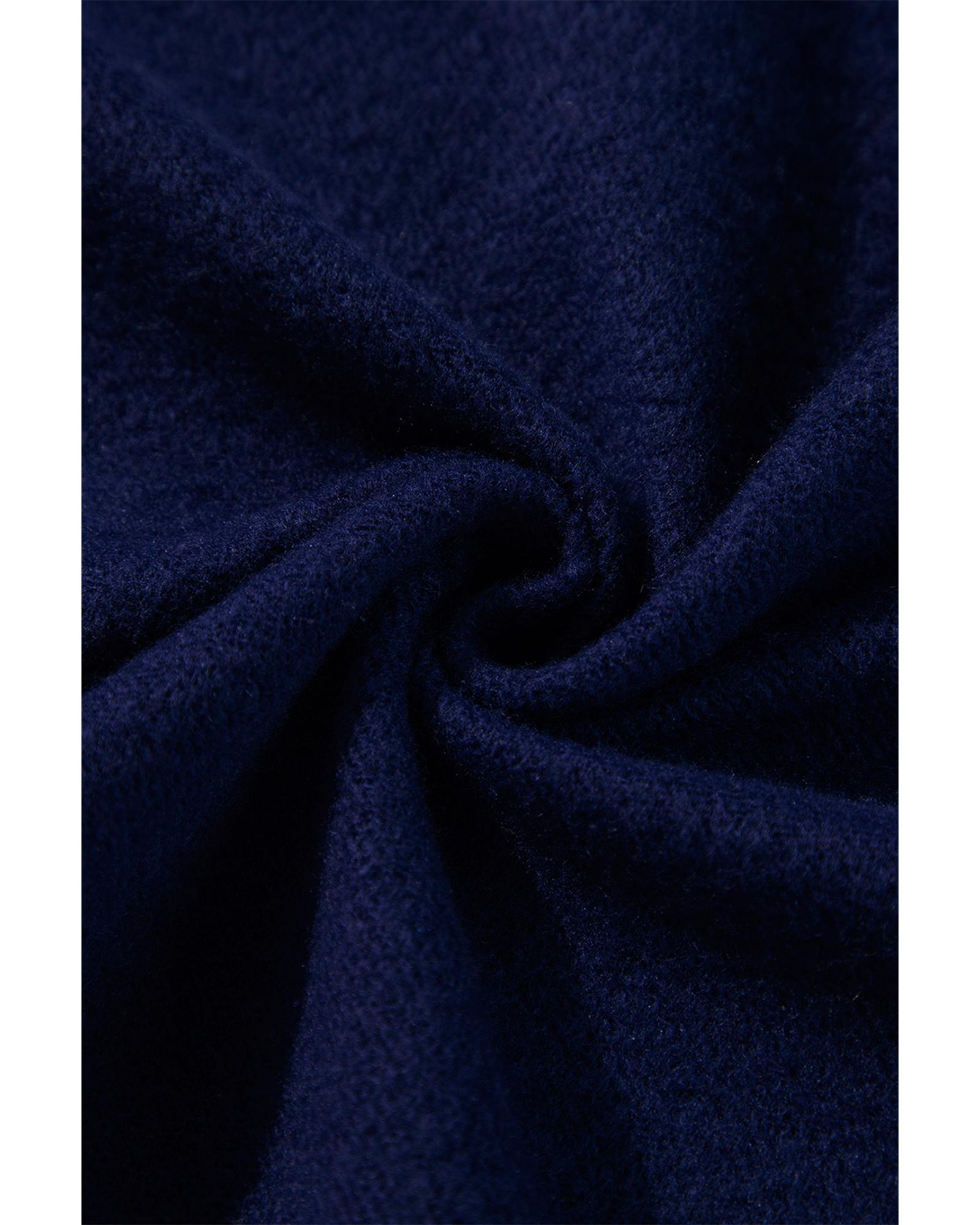 V539-AZEXDC25315884-P605-XL-202508280450-00 Navy Blue Solid Color Fleece Lined Zip up Hoodie - XL - Image 1