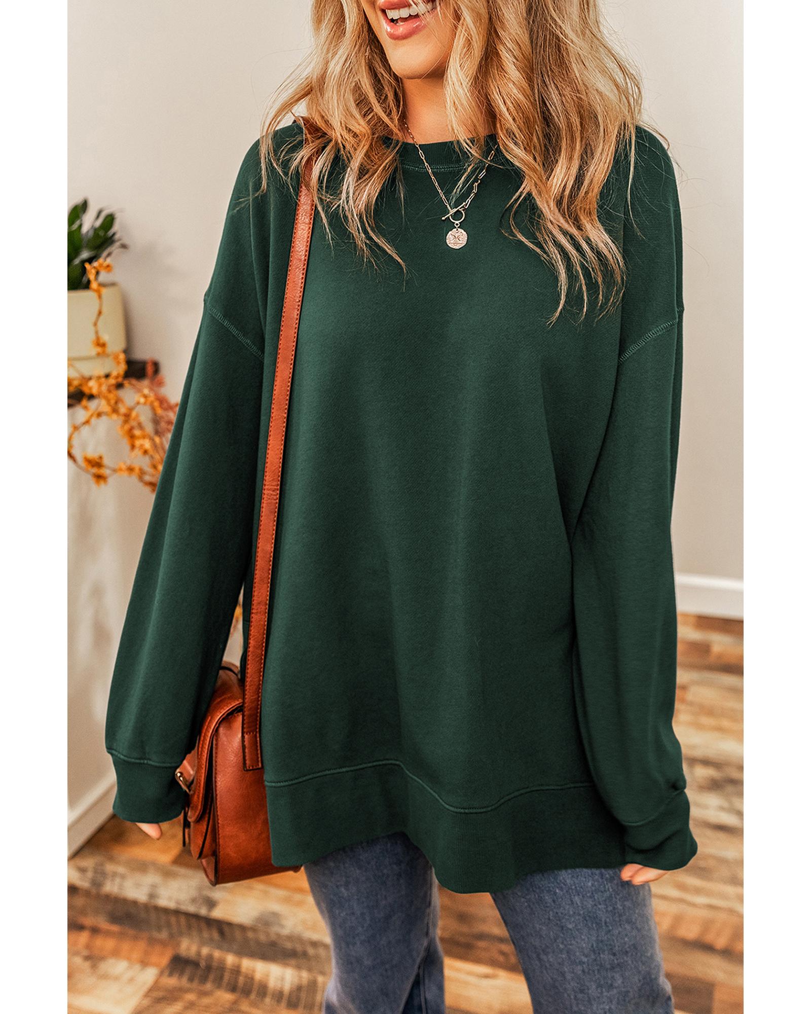 V539-AZEXDC25315912-P1309-M-202508291900-00 Duffel Oversized Drop Shoulder Split Hem Sweatshirt - M - Image 1