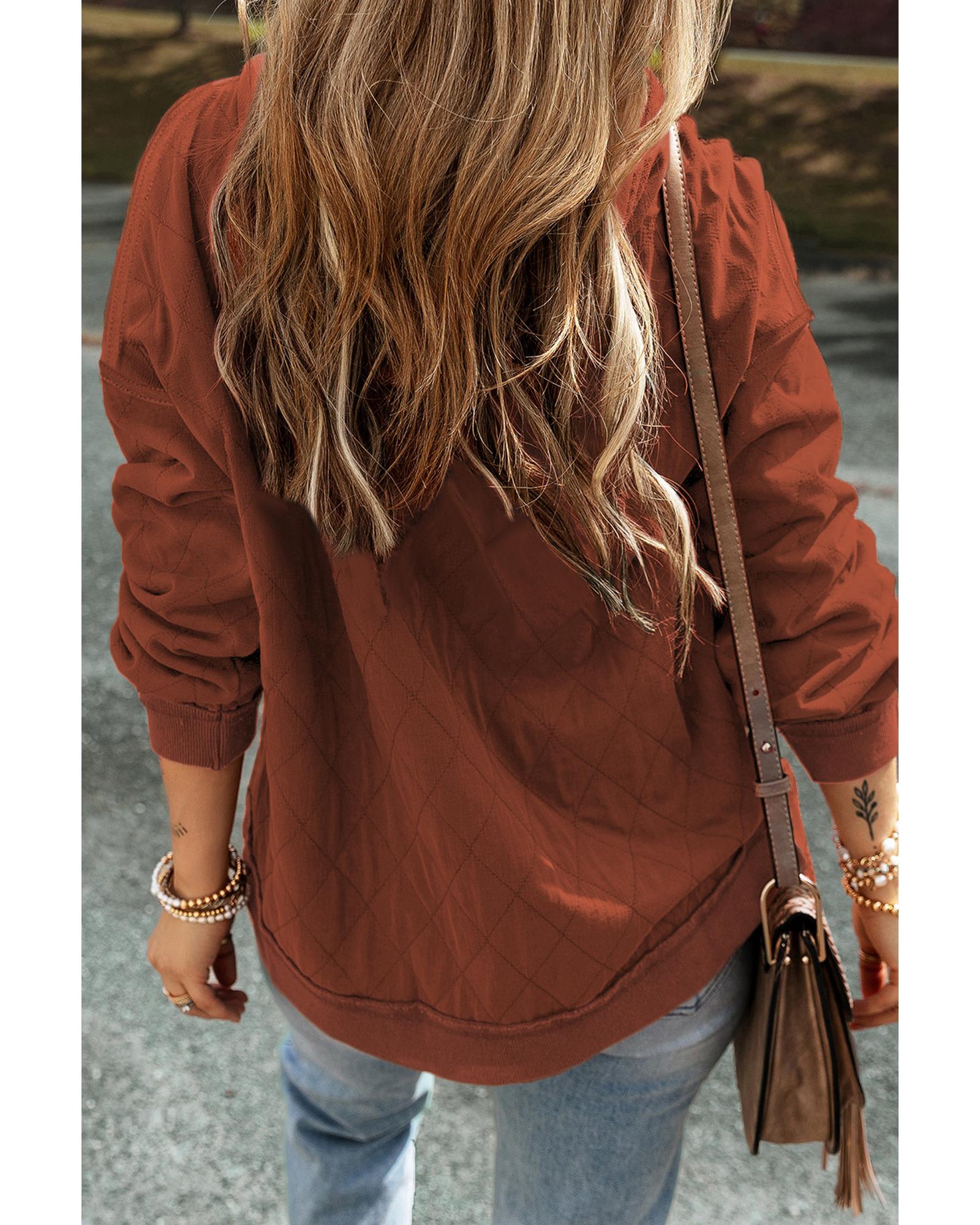 V539-AZEXDC25316272-P2017-M-202508282300-00 Chestnut Quilted Patchwork Exposed Seam Hoodie - M - Image 1