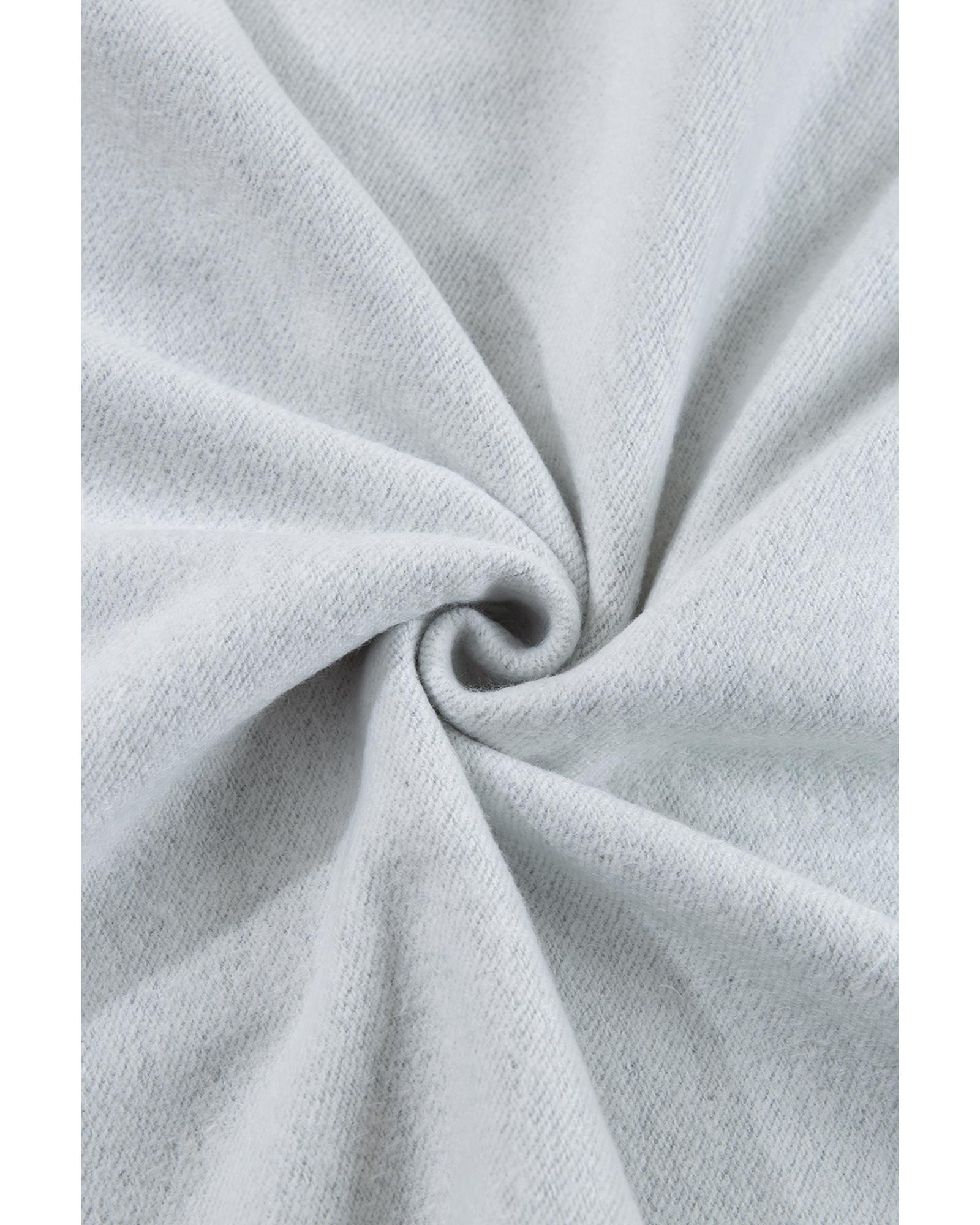 V539-AZEXDC25316626-P1011-XL-202508272210-00 Light Grey Fleece Lined Half Zipper Kangaroo Pockets Loose Hoodie - XL - Image 1