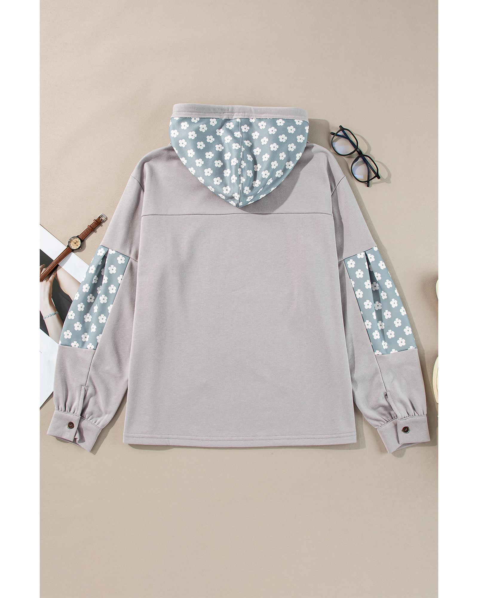 V539-AZEXDC25316979-P804-2XL-202508291910-00 Beau Blue Floral Patchwork Star Pattern Drawstring Hoodie - 2XL - Image 1