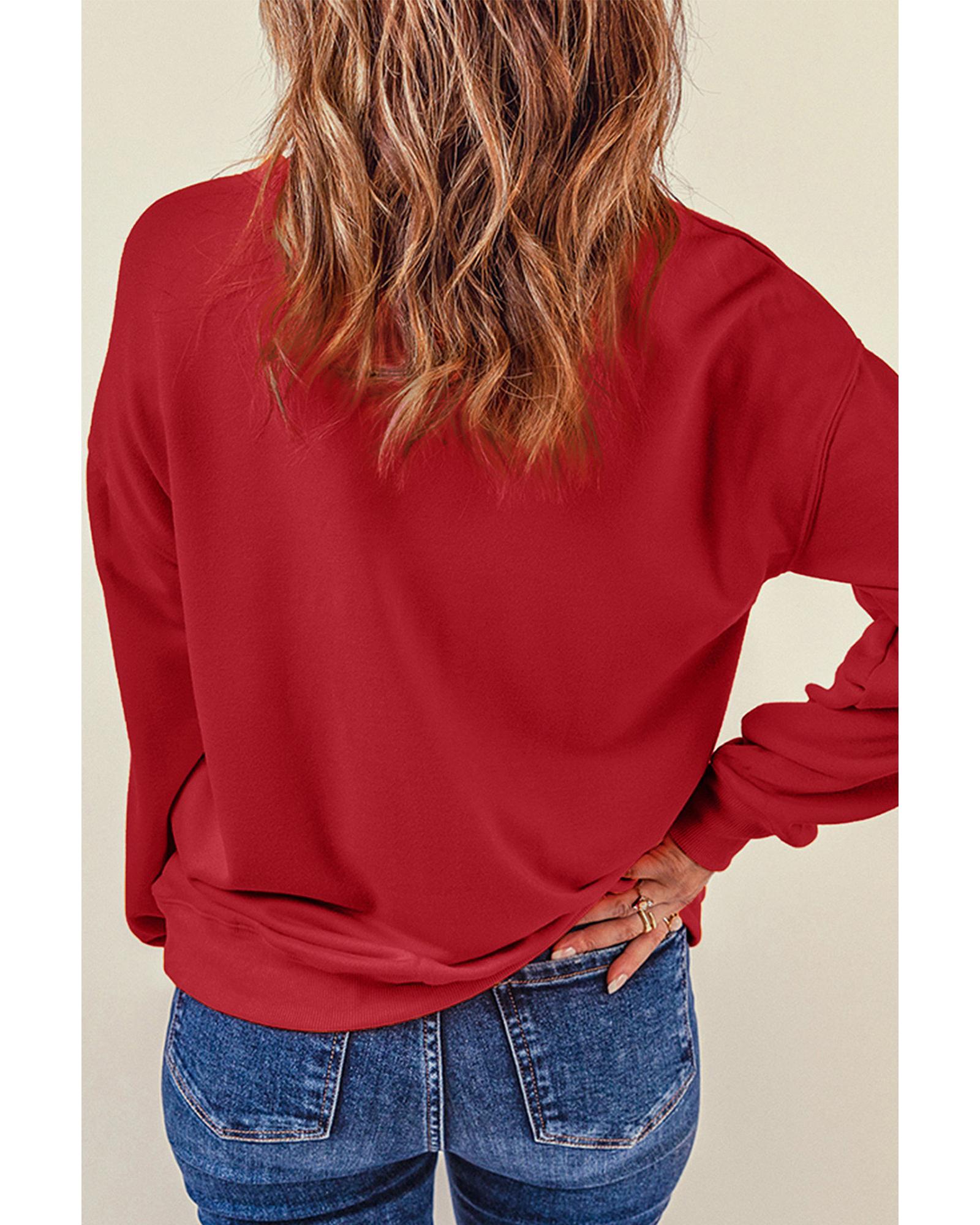V539-AZEXDC25317086-103-S-202508300515-00 Red Puff XOXO Print Valentines Heart Sweatshirt - S - Image 1