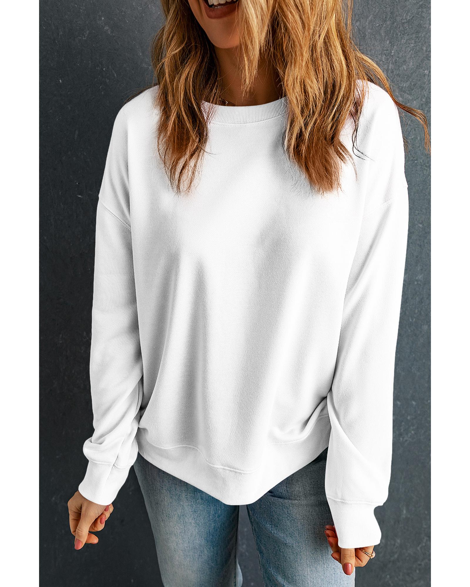V539-AZEXDC25317184-15-XL-202508280105-00 Beige Solid Classic Crewneck Pullover Sweatshirt - XL - Image 1