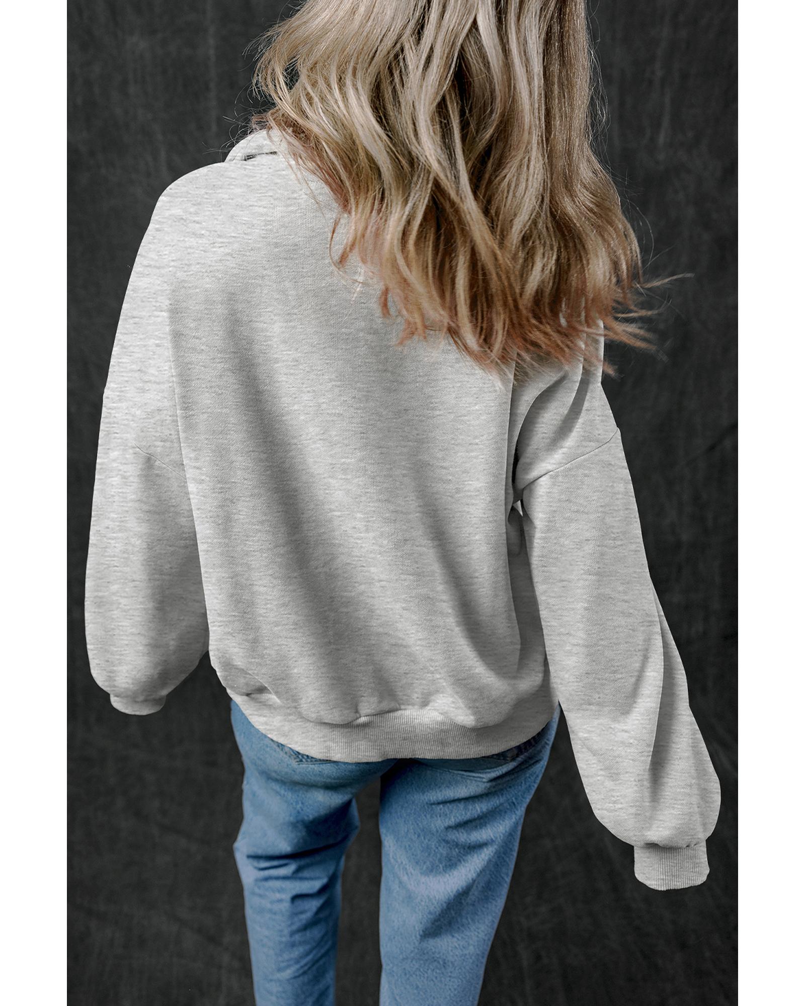 V539-AZEXDC25317277-P1011-M-202508271940-00 Light Grey Zip-up Stand Neck Kangaroo Pocket Sweatshirt - M - Image 1