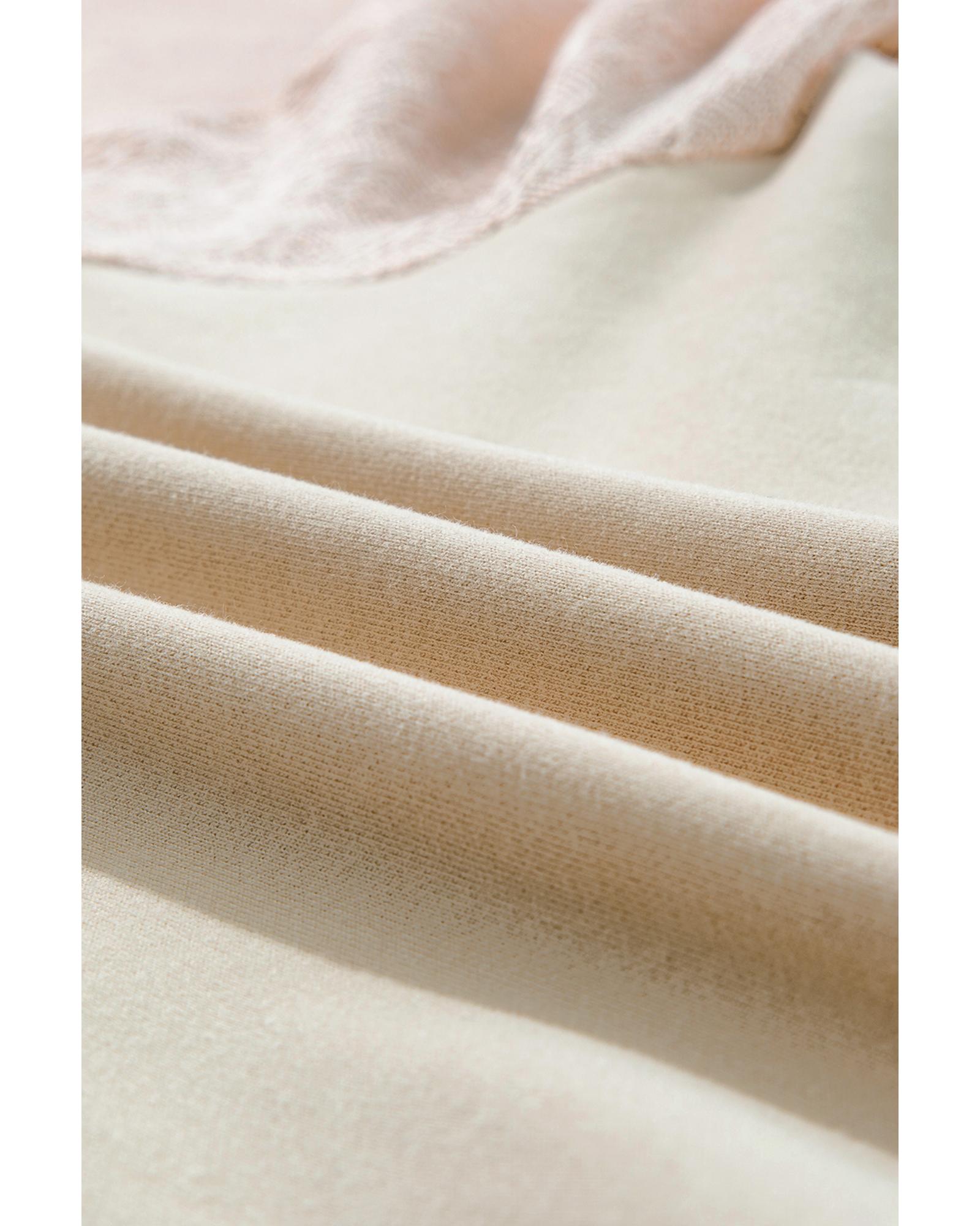V539-AZEXDC25317422-P6016-M-202508282050-00 Parchment Eyelet Knit Patchwork Raglan Sleeve Pullover Top - M - Image 1