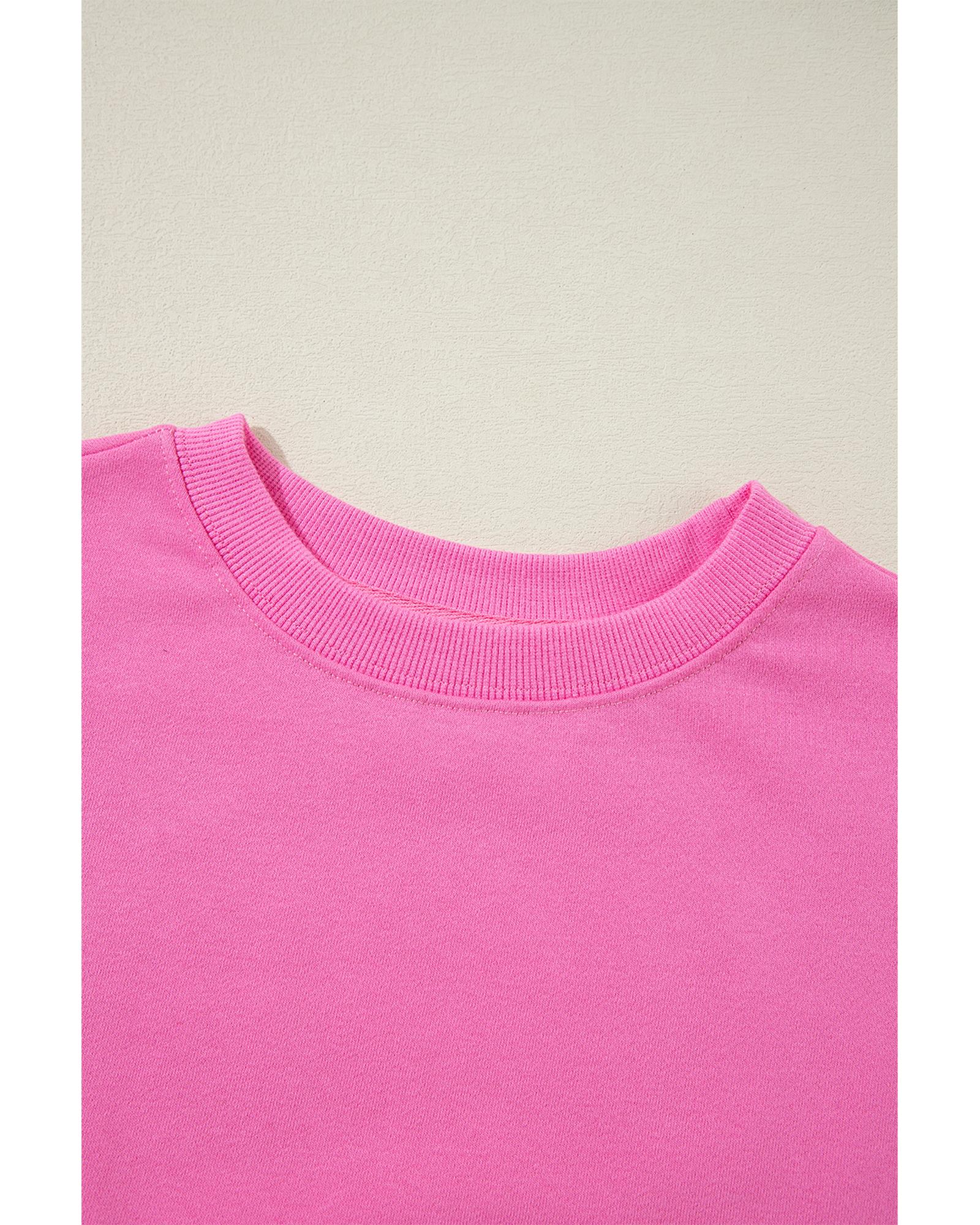V539-AZEXDC25317836-P3010-S-202506130441-00 Bonbon Plain Drop Shoulder Crewneck Pullover Sweatshirt - S - Image 1
