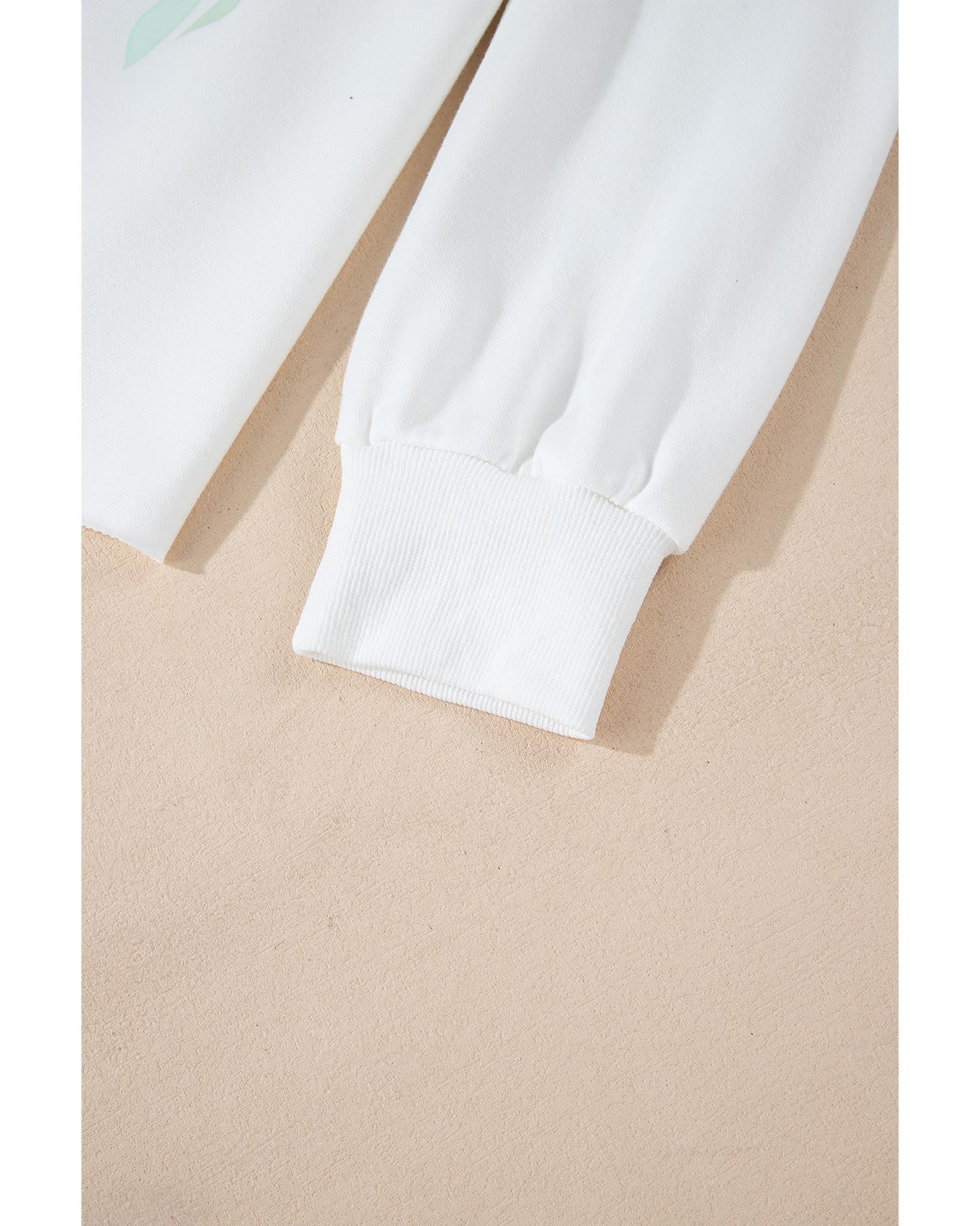V539-AZEXDC25317882-P120-L-202508271455-00 White Bowknot Pattern Drop Shoulder Loose Sweatshirt - L - Image 1