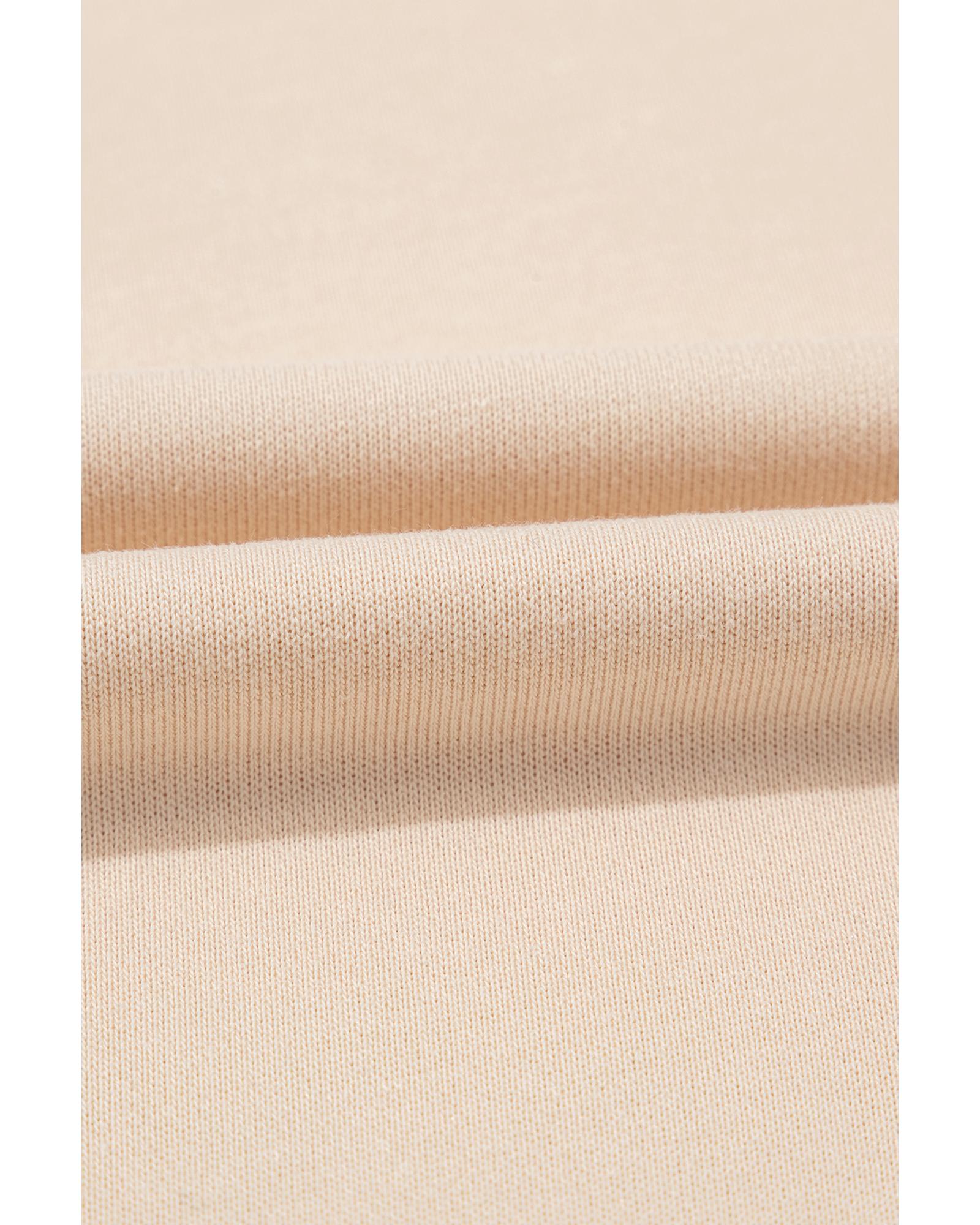 V539-AZEXDC25317897-P18-L-202508271900-00 Apricot THANKS Chenille Embroidered Drop Shoulder Graphic Sweatshirt - L - Image 1