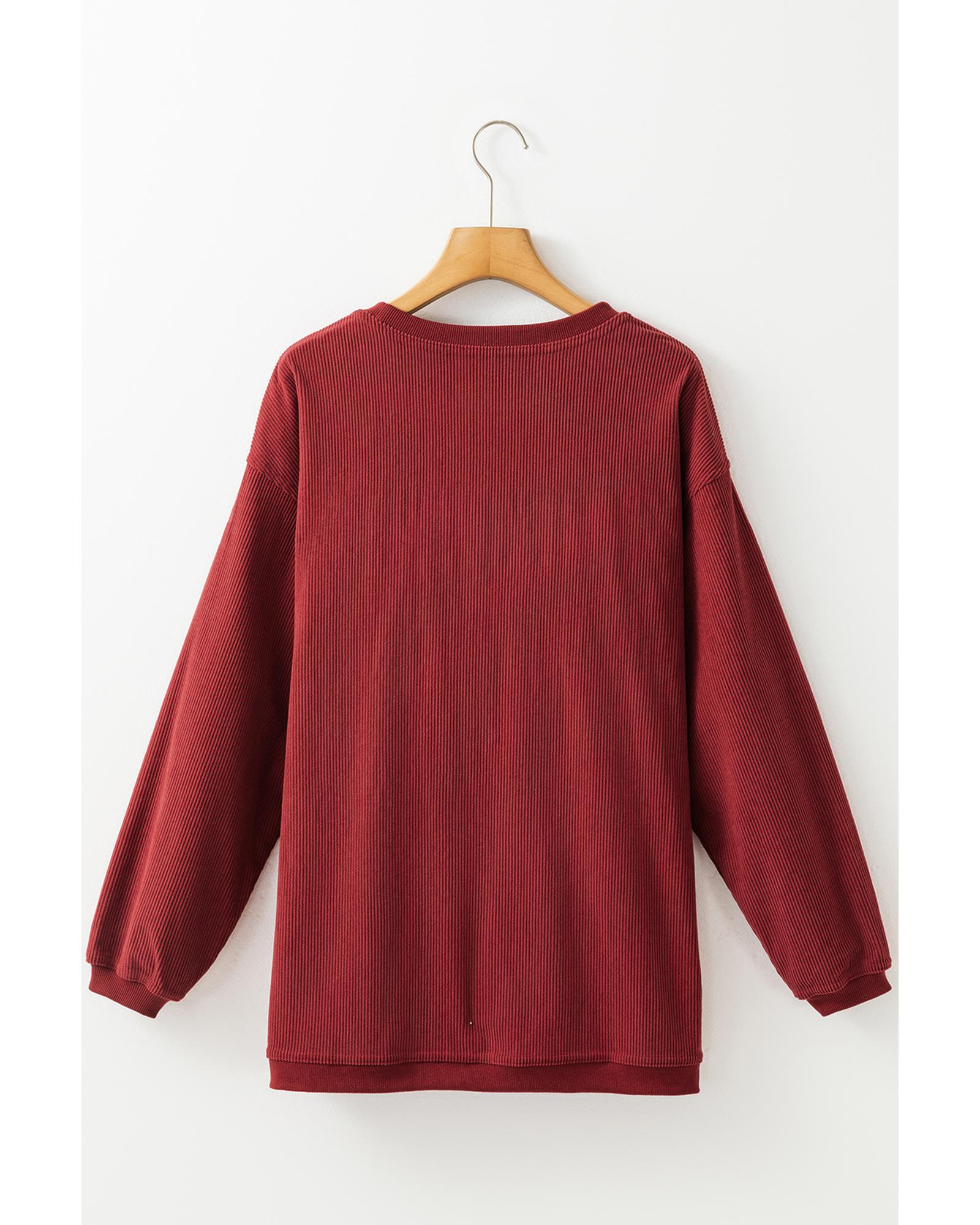 V539-AZEXDC25318804-P603-XL-202508280500-00 Racing Red MERRY Graphic Corded Christmas Sweatshirt - XL - Image 1
