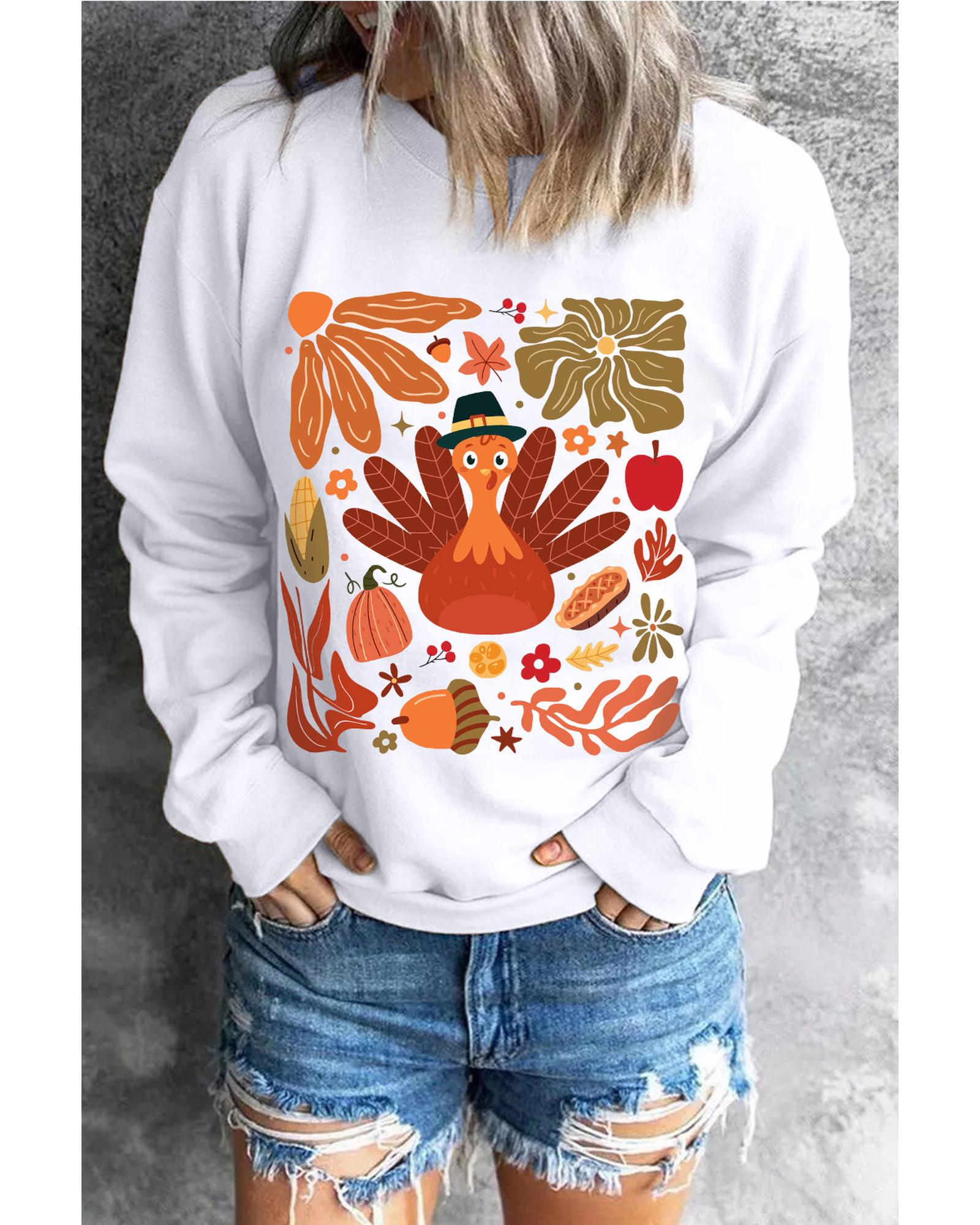 V539-AZEXDC25318810-15-2XL-202508282220-00 Beige Thanksgiving Fall Vibe Graphic Crew Neck Sweatshirt - 2XL - Image 1