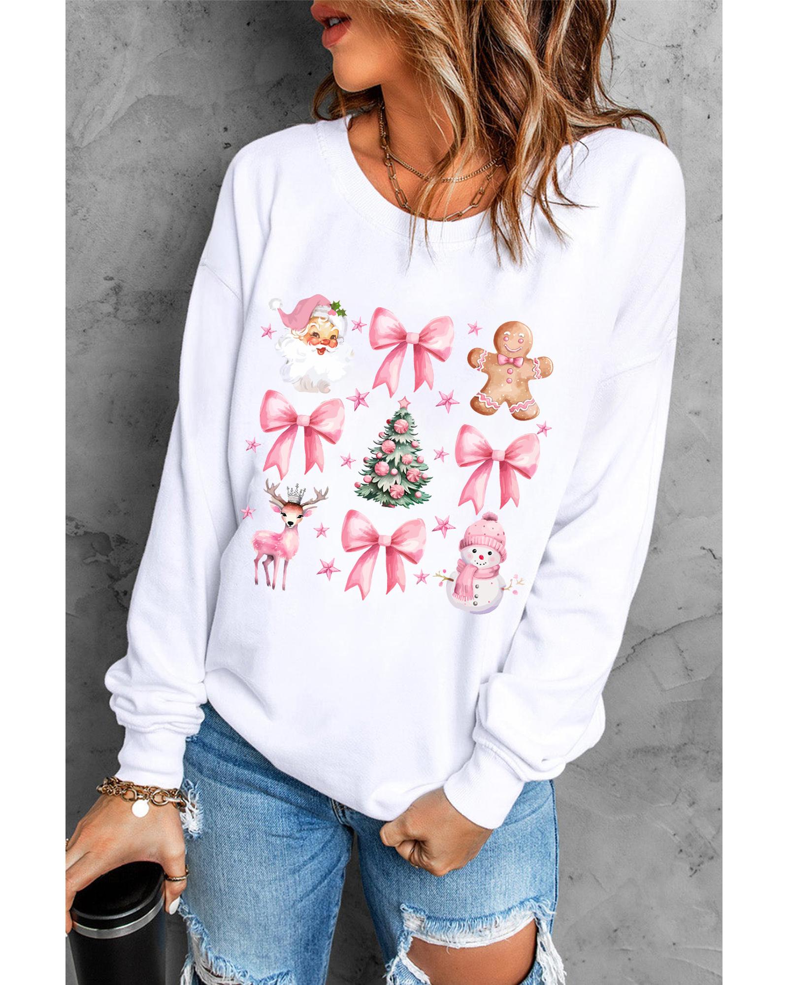 V539-AZEXDC25318880-15-XL-202508280645-00 Beige Christmas Theme Pattern Pullover Sweatshirt - XL - Image 1
