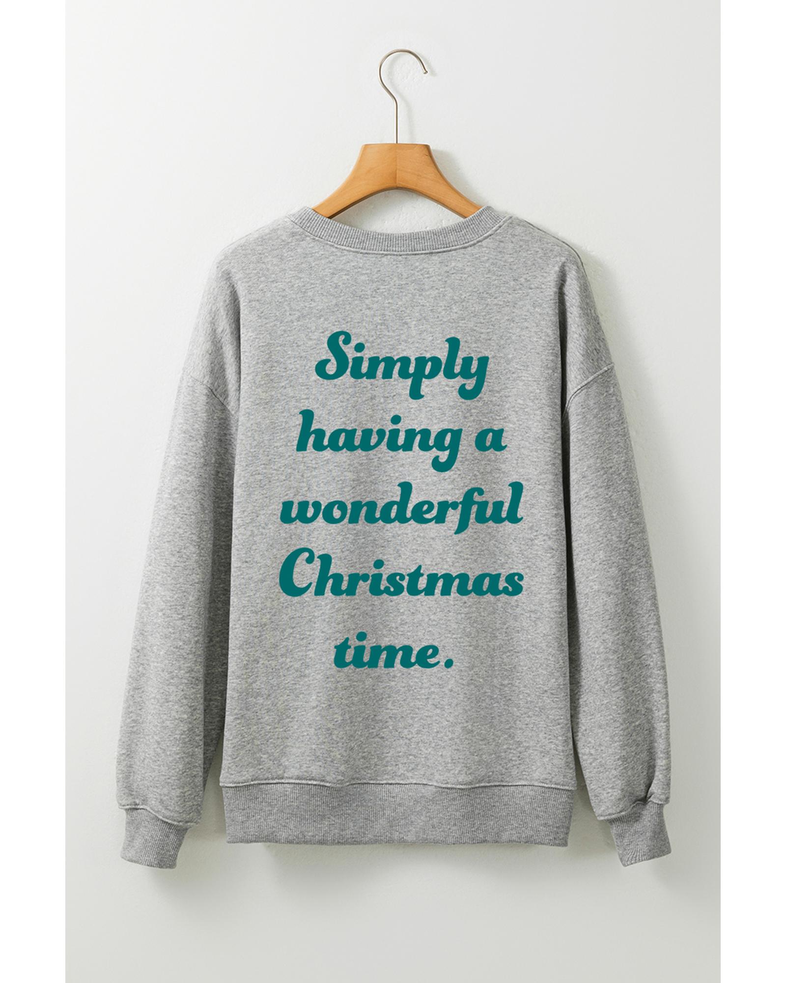 V539-AZEXDC25319040-11-S-202506130853-00 Gray 2-side Printed Christmas Tree Letter Graphic Sweatshirt - S - Image 1