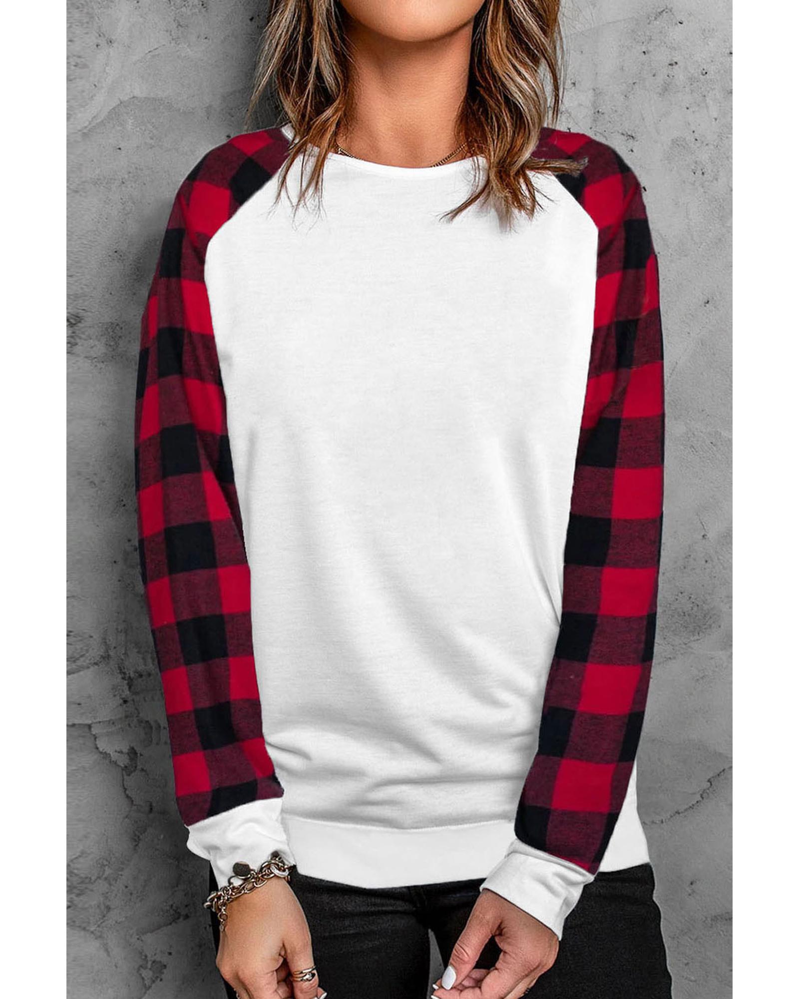 V539-AZEXDC2532215-1-M-202508251810-00 Azura Exchange Long Sleeve Buffalo Plaid Sweatshirt - M - Image 1