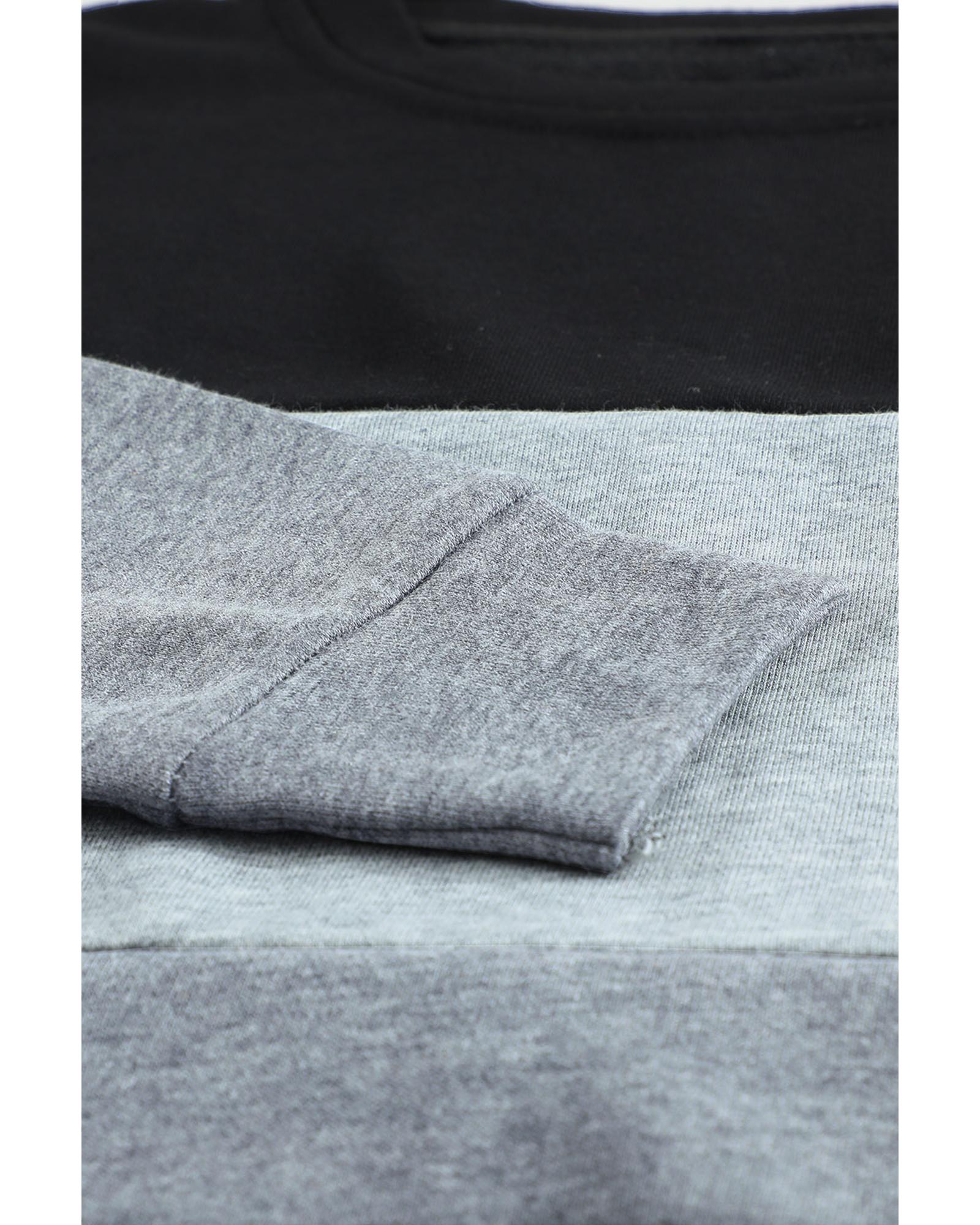 V539-AZEXDC2532980-2-S-202508261430-00 Azura Exchange Black Contrast Stitching Sweatshirt with Slits - S - Image 1