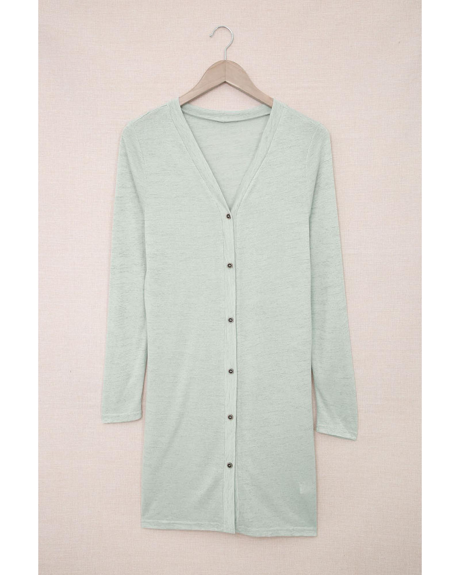 V539-AZEXDC2541048-11-M-202508280830-00 Solid Color Open-Front Buttons Cardigan - M - Image 1