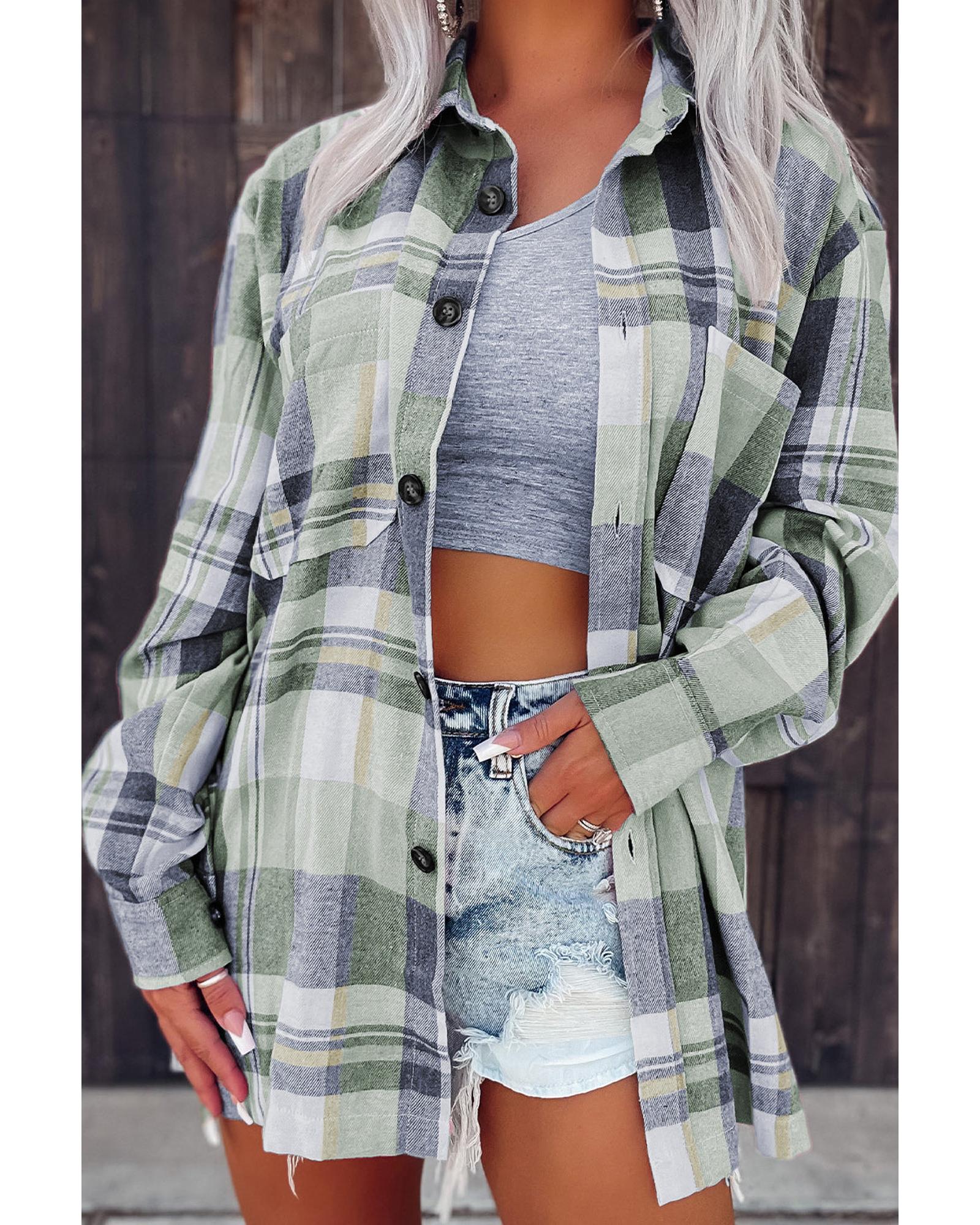 V539-AZEXDC2552972-9-M-202509010225-00 Azura Exchange Plaid Button Up Patch Pocket Shirt - M - Image 1