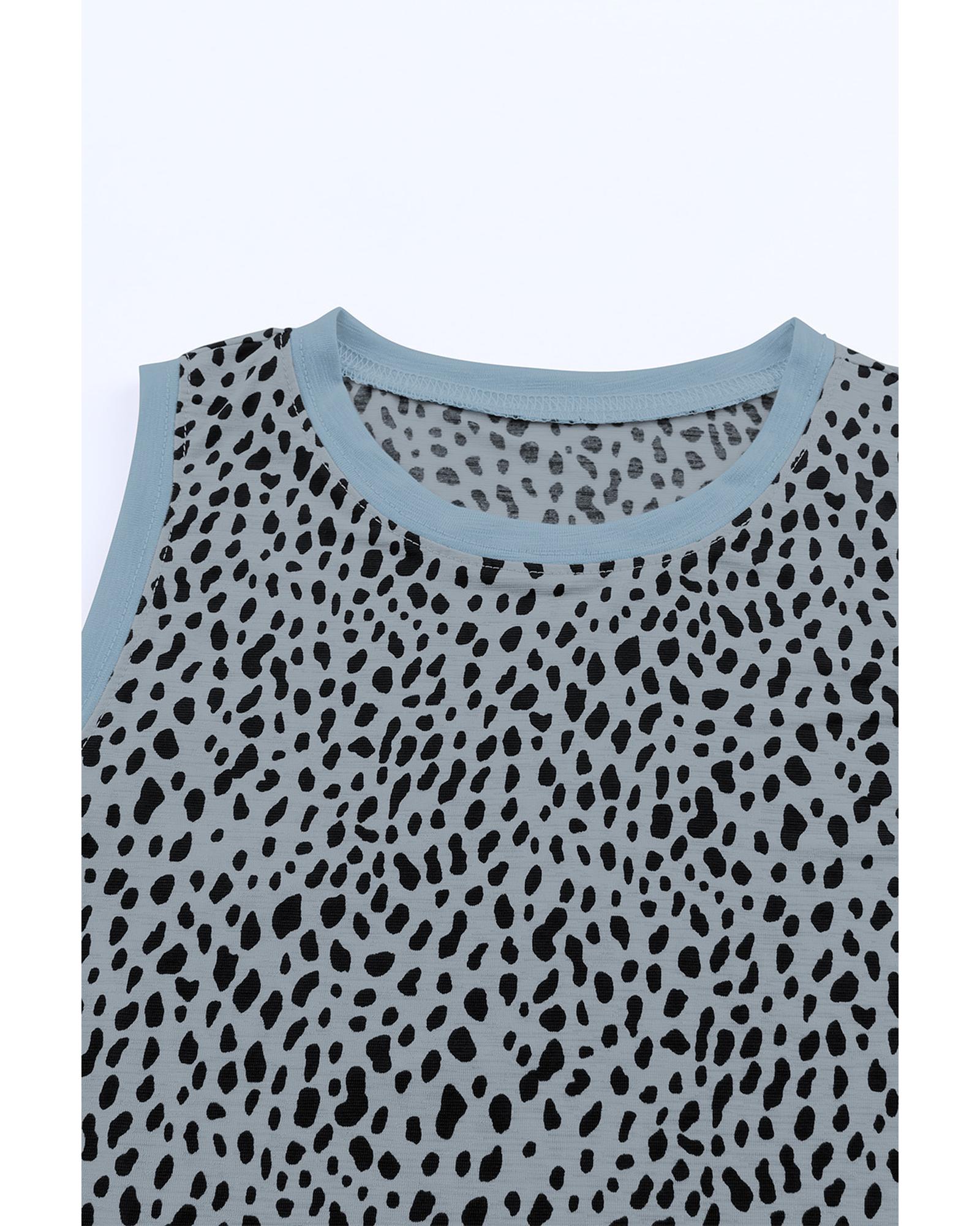 V539-AZEXDC2568312-11-2XL-202508300125-00 Azura Exchange Gray Leopard Print Round Neck Tank Top - 2XL - Image 1