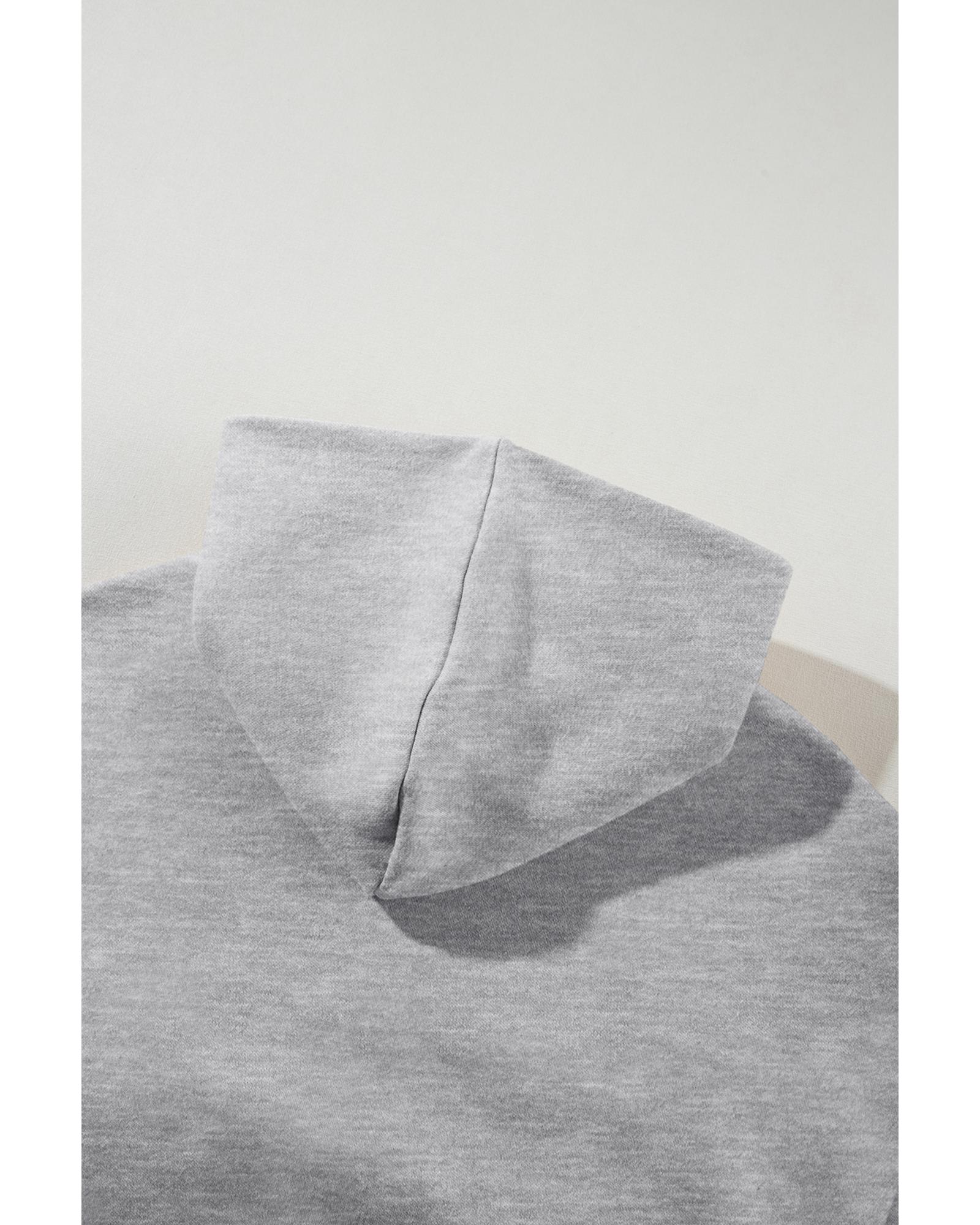 V539-AZEXDC2611672-P11-L-202508300220-00 Gray Solid Exposed Seams Hoodie and Joggers Activewear Set - L - Image 1