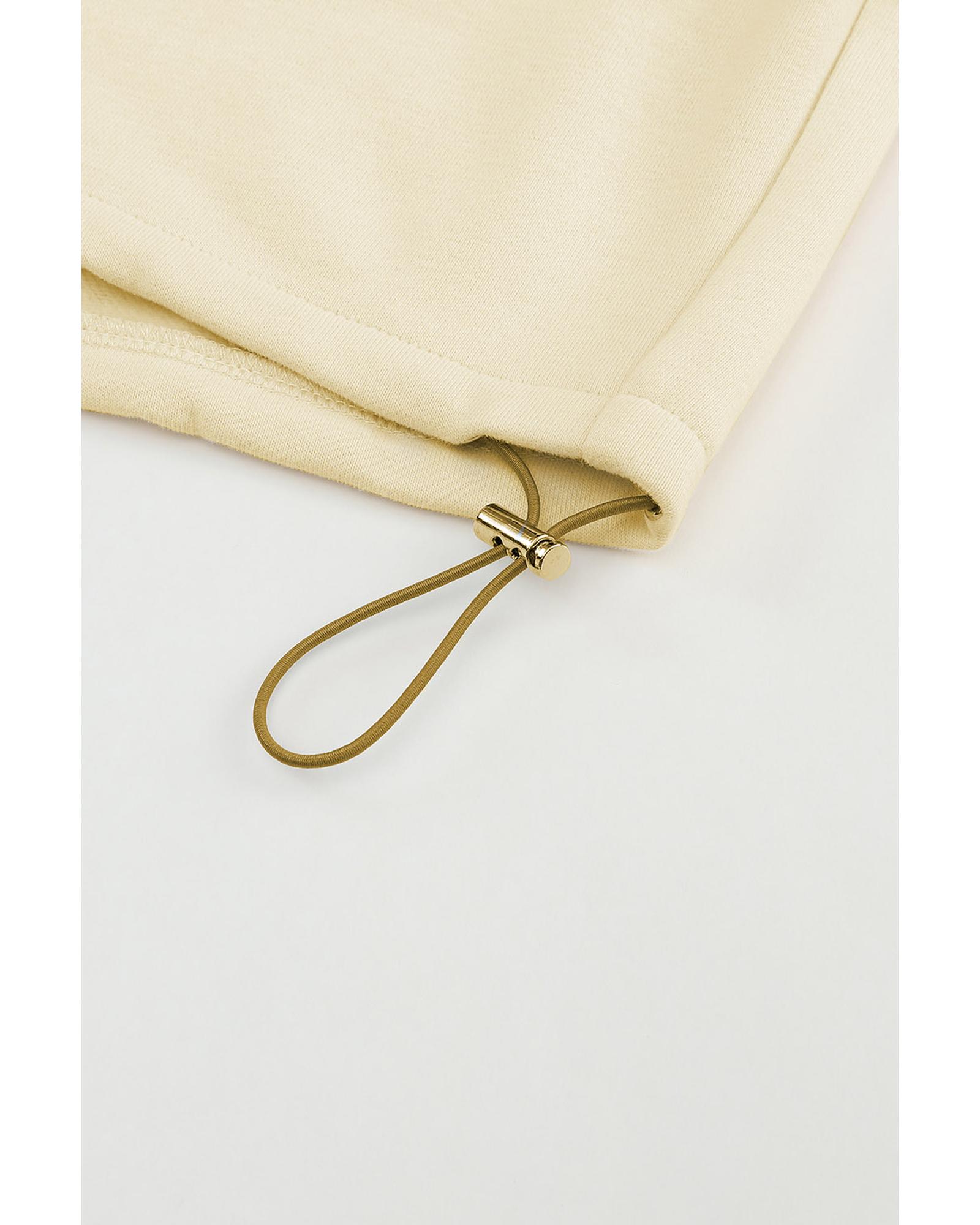 V539-AZEXDC266009-15-L-202508281635-00 Beige Color Block Drawstring Cropped Athleisure Jacket - L - Image 1