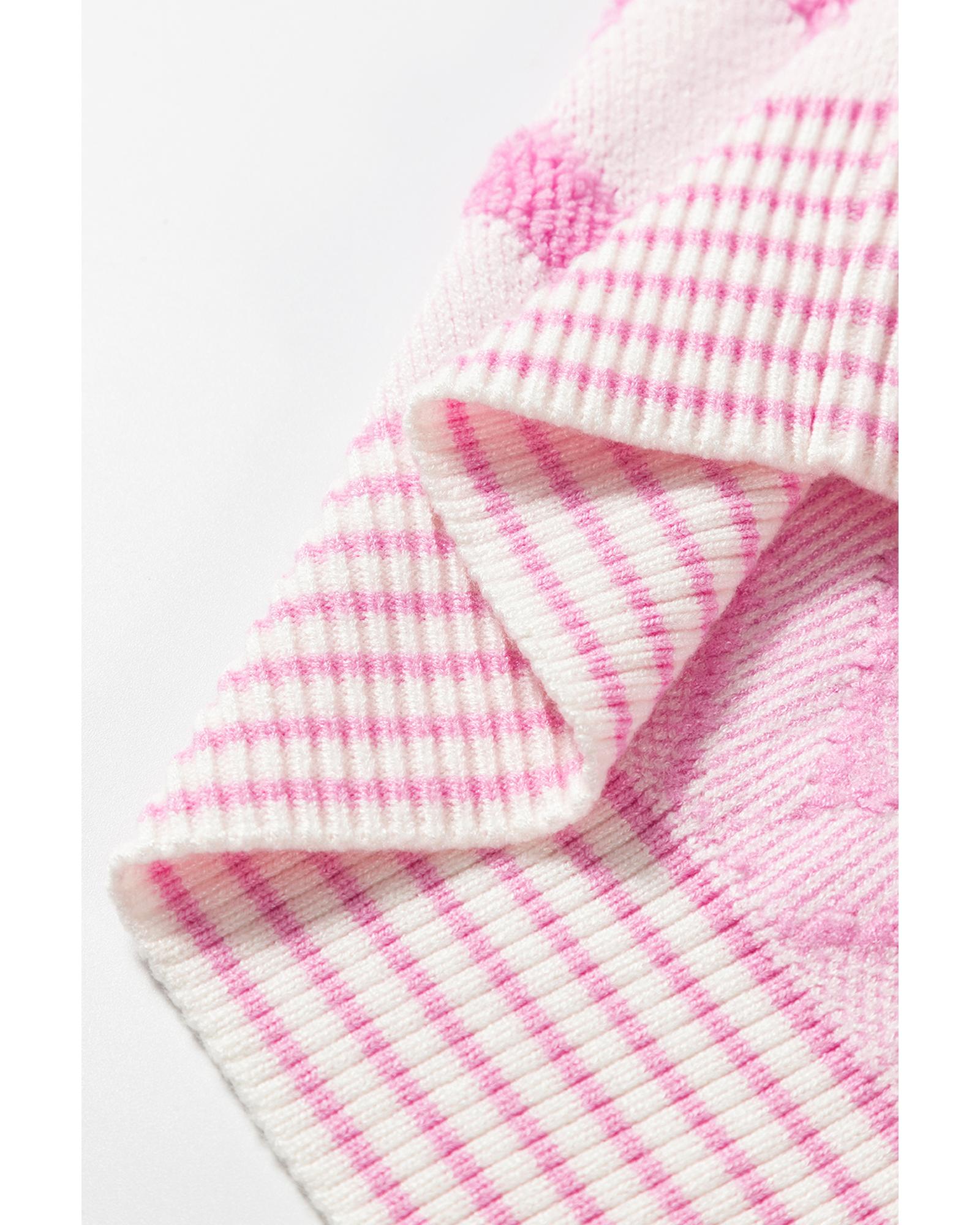 V539-AZEXDC2711962-P1022-XL-202508300250-00 Pink Rhombus Pattern Knit Open Front Pocketed Cardigans - XL - Image 1