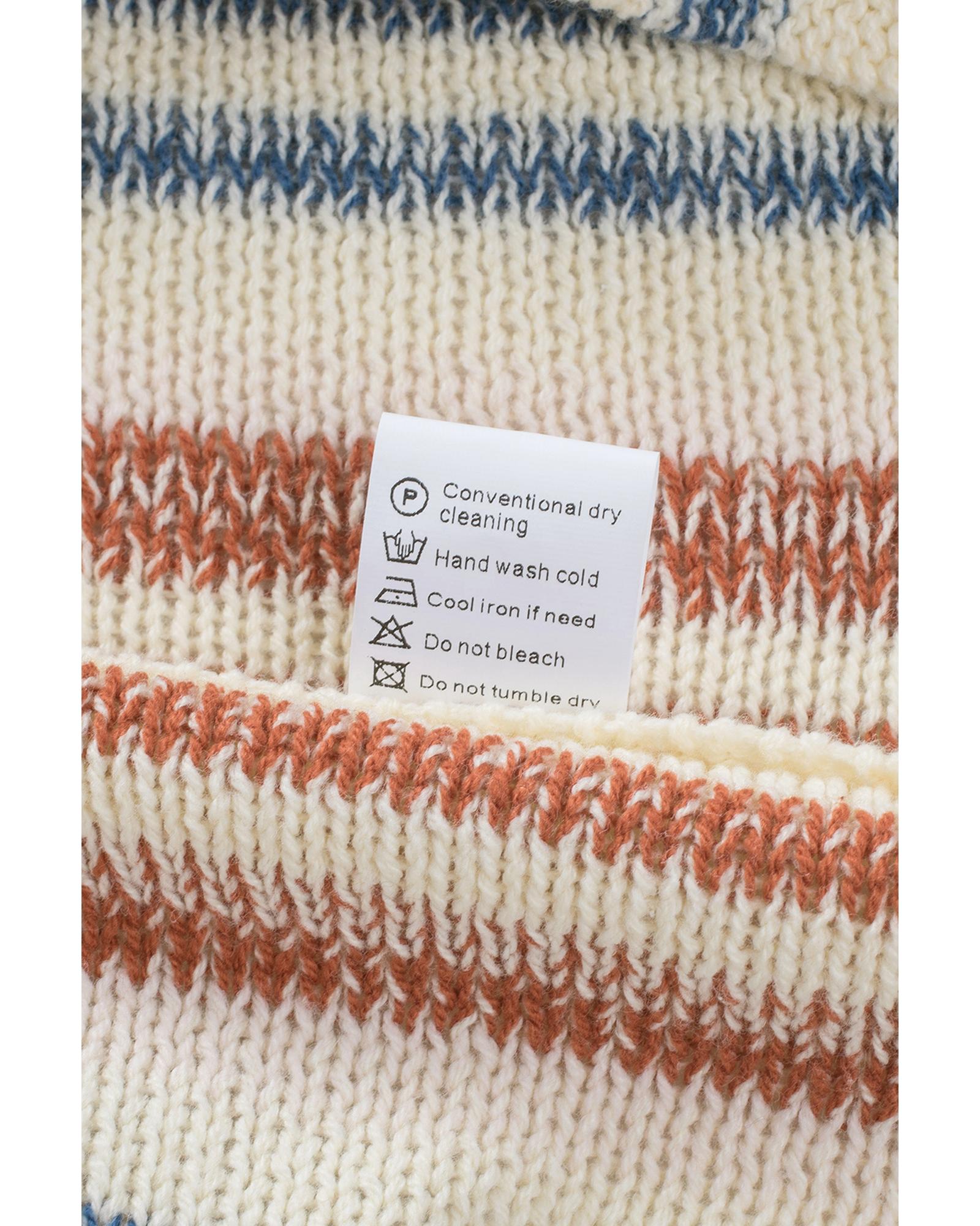 V539-AZEXDC2722211-22-XL-202508300545-00 Multicolor Striped Knit Kangaroo Pocket Hooded Sweater - XL - Image 1