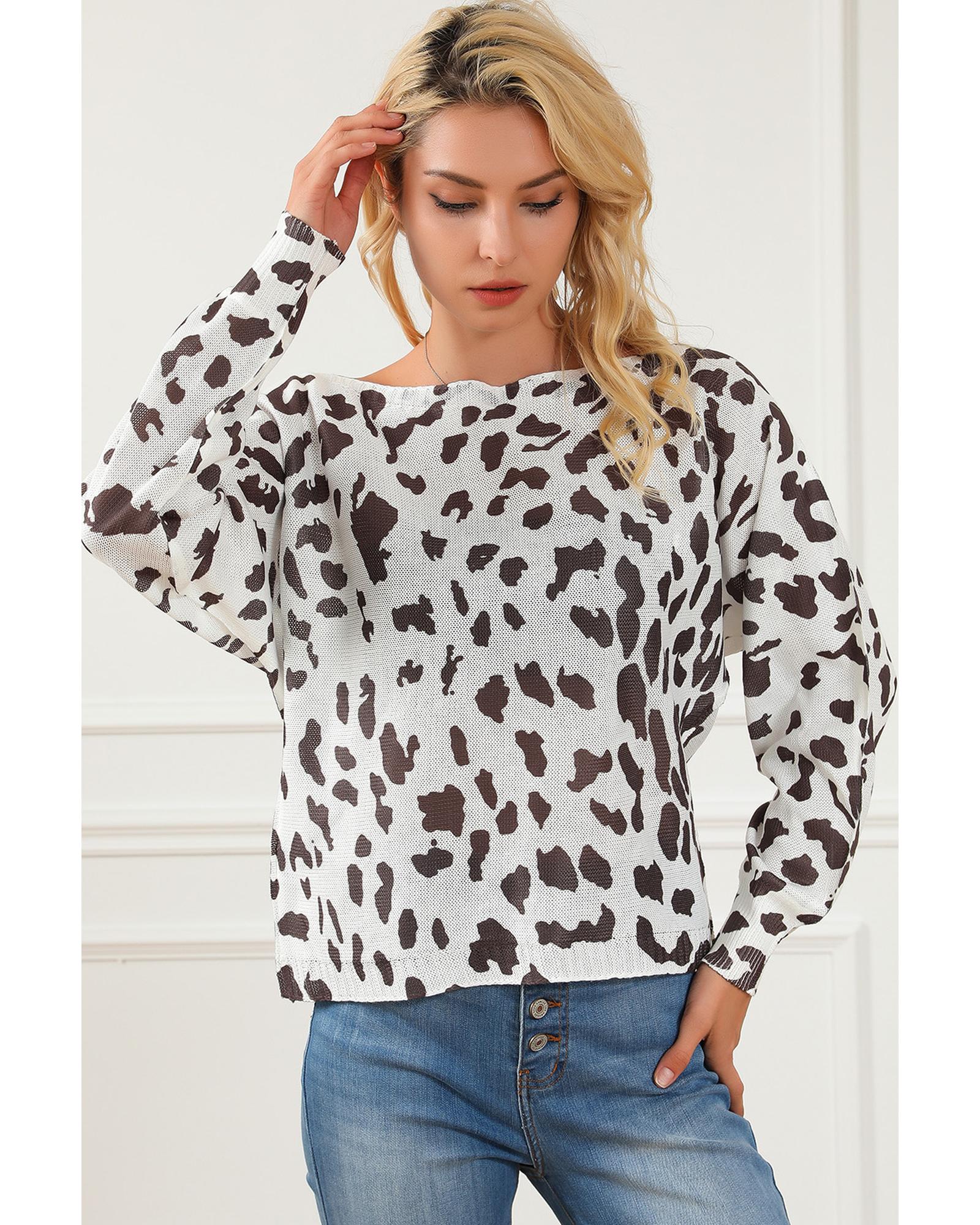 V539-AZEXDC2723158-20-L-202508281545-00 Leopard Long Sleeve Crewneck Sweater - L - Image 1