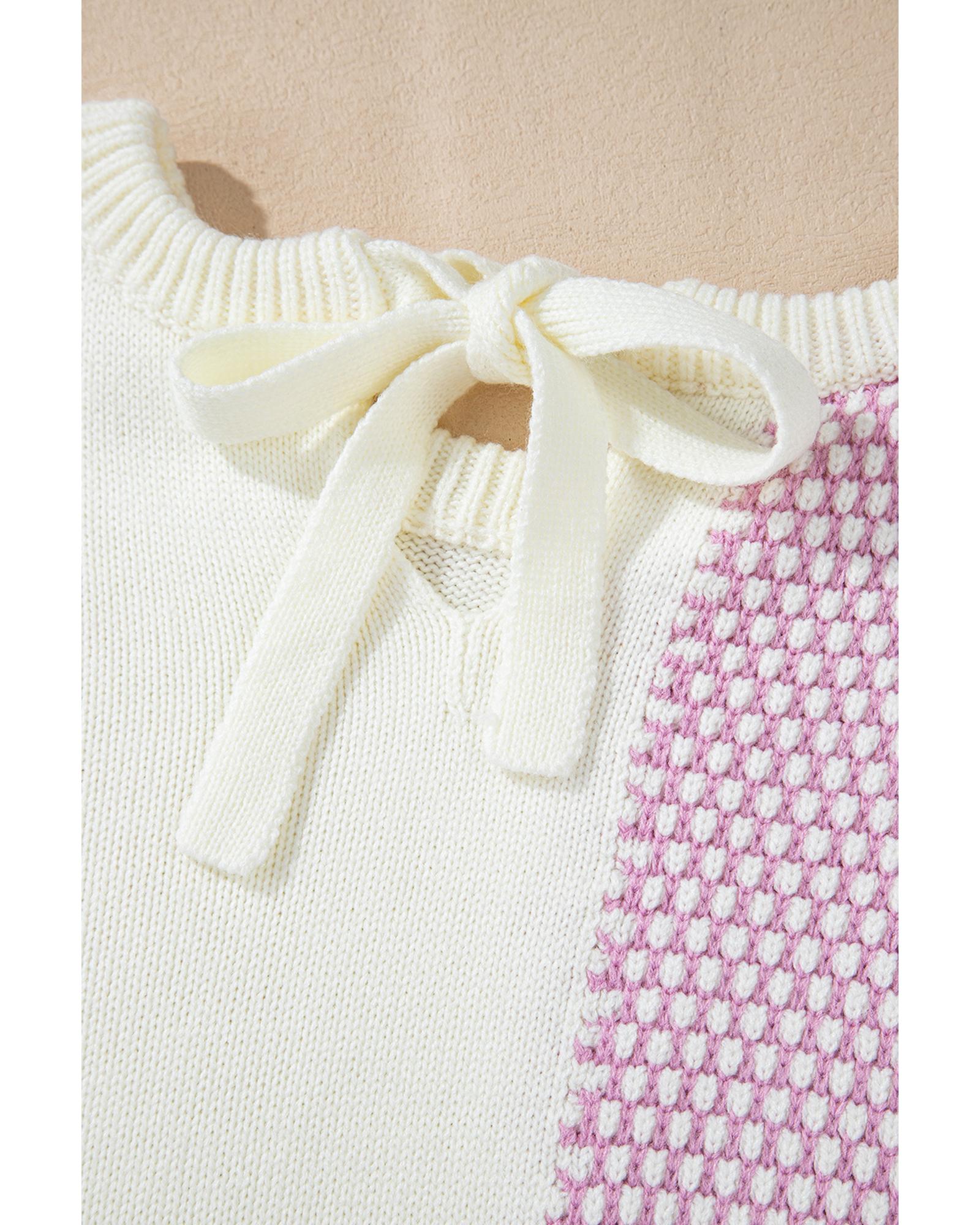 V539-AZEXDC2723462-P3010-M-202508280110-00 Bonbon Neutral Colorblock Tie Back Sweater - M - Image 1