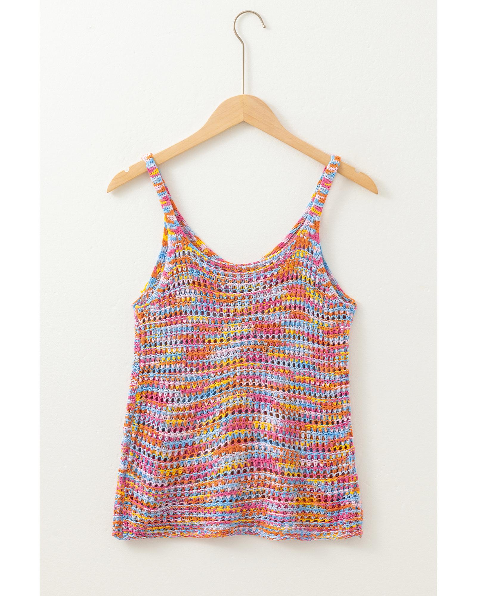V539-AZEXDC276624-P1022-L-202508291325-00 Pink Color Contrast Crochet Loose Fit Sweater Vest - L - Image 1