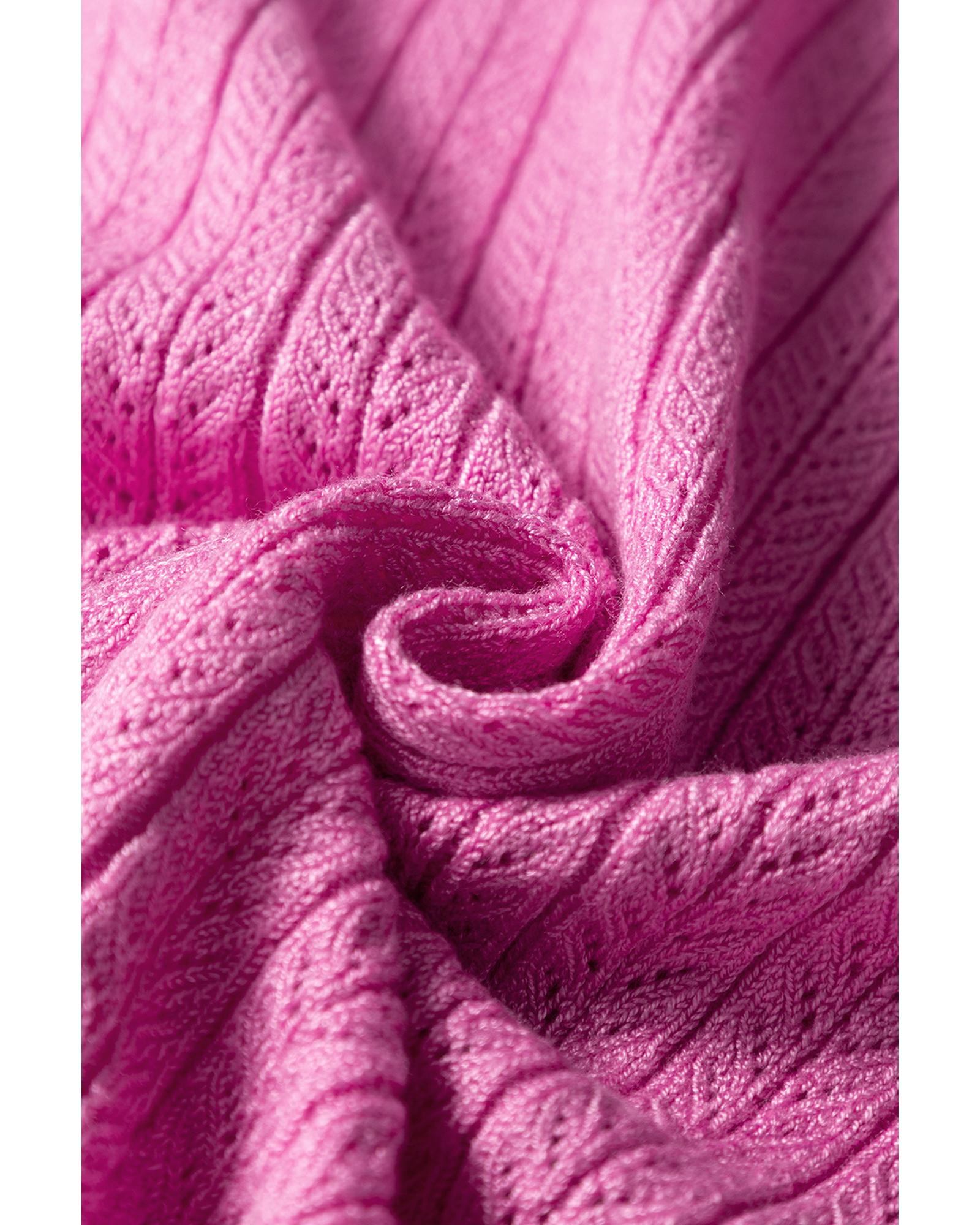 V539-AZEXDC277672-P608-XL-202508281955-00 Phalaenopsis Textured Square Neck Half Sleeve Knitted Top - XL - Image 1