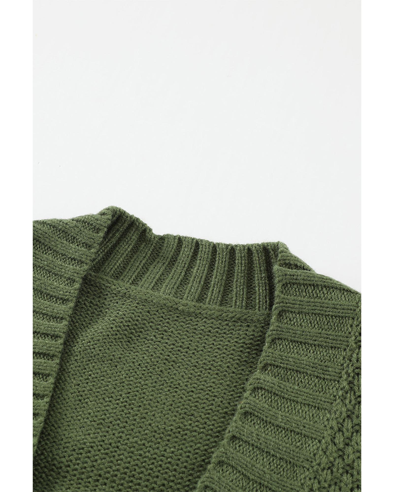 V539-AZEXDC27837-9XXL-202508282045-00 Green Front Pocket and Buttons Closure Cardigan - 2XL - Image 1