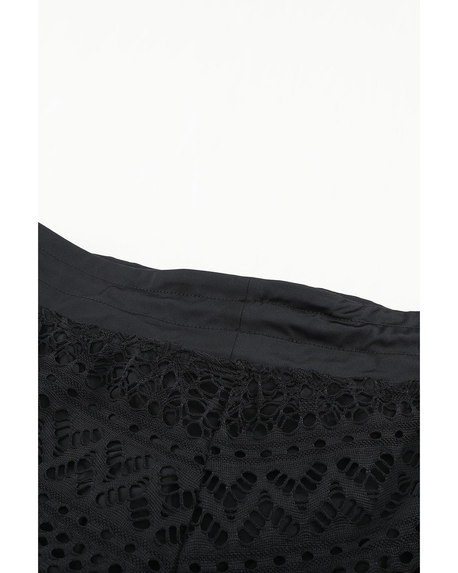 V539-AZEXDC410835-2M-202508281605-00 Black Lace Shorts Attached Swim Bottom - M - Image 1
