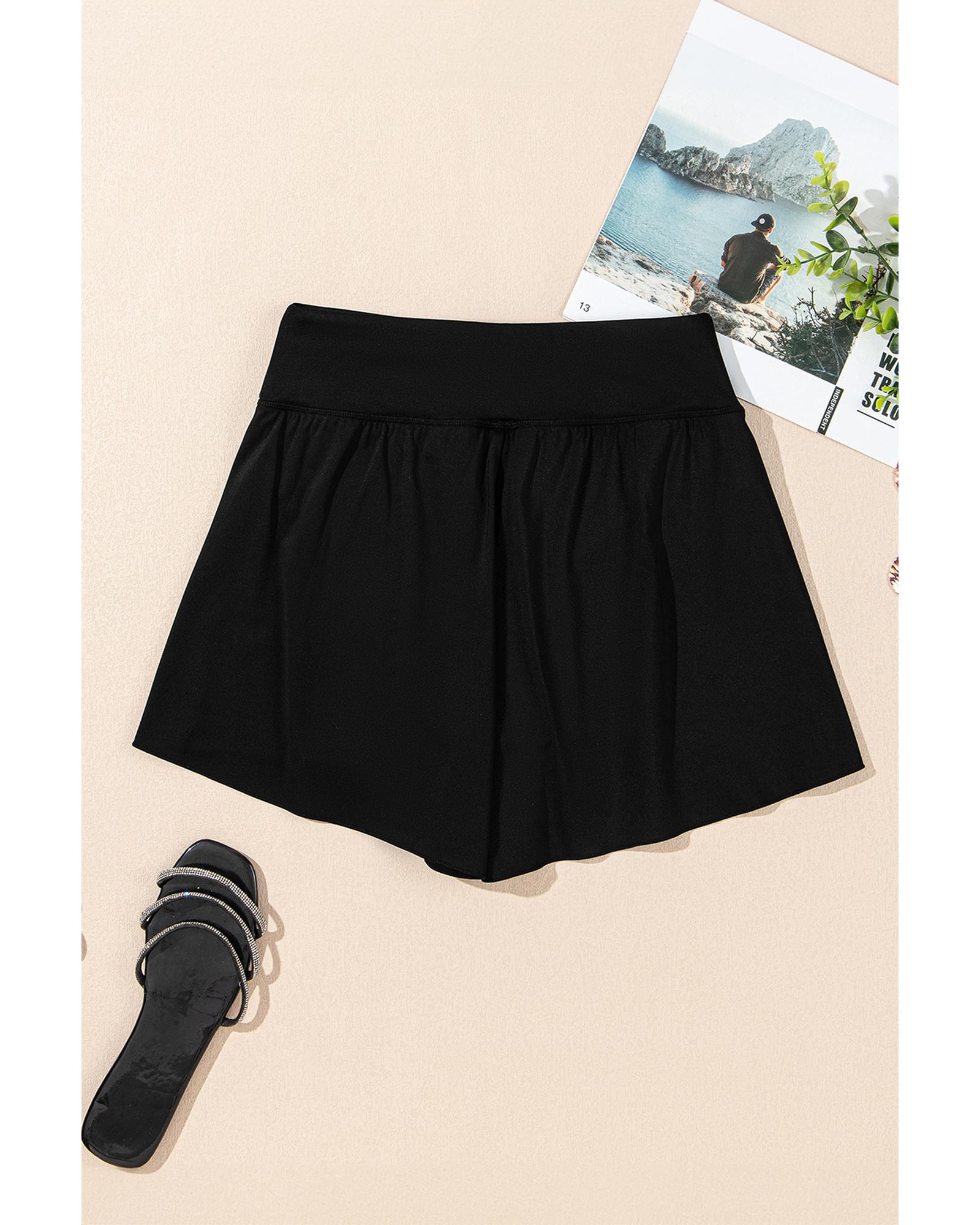 V539-AZEXDC472382-P2-XL-202508281855-00 Black Solid Color High Waist Wide Leg Swim Bottom - XL - Image 1