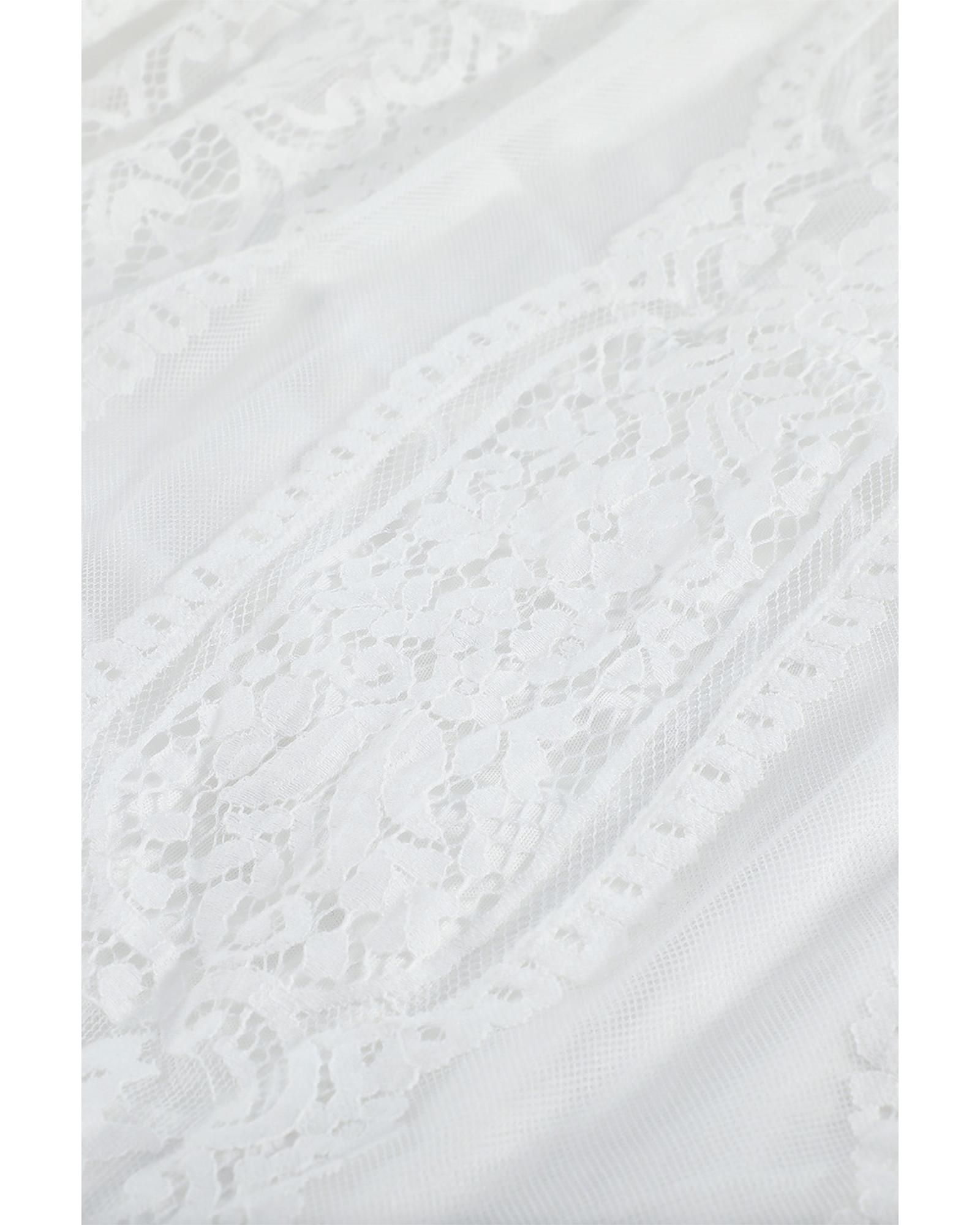 V539-AZEXDC611316-1-L-202508300100-00 Azura Exchange White Blue Fill Your Heart Lace Maxi Dress - L - Image 1
