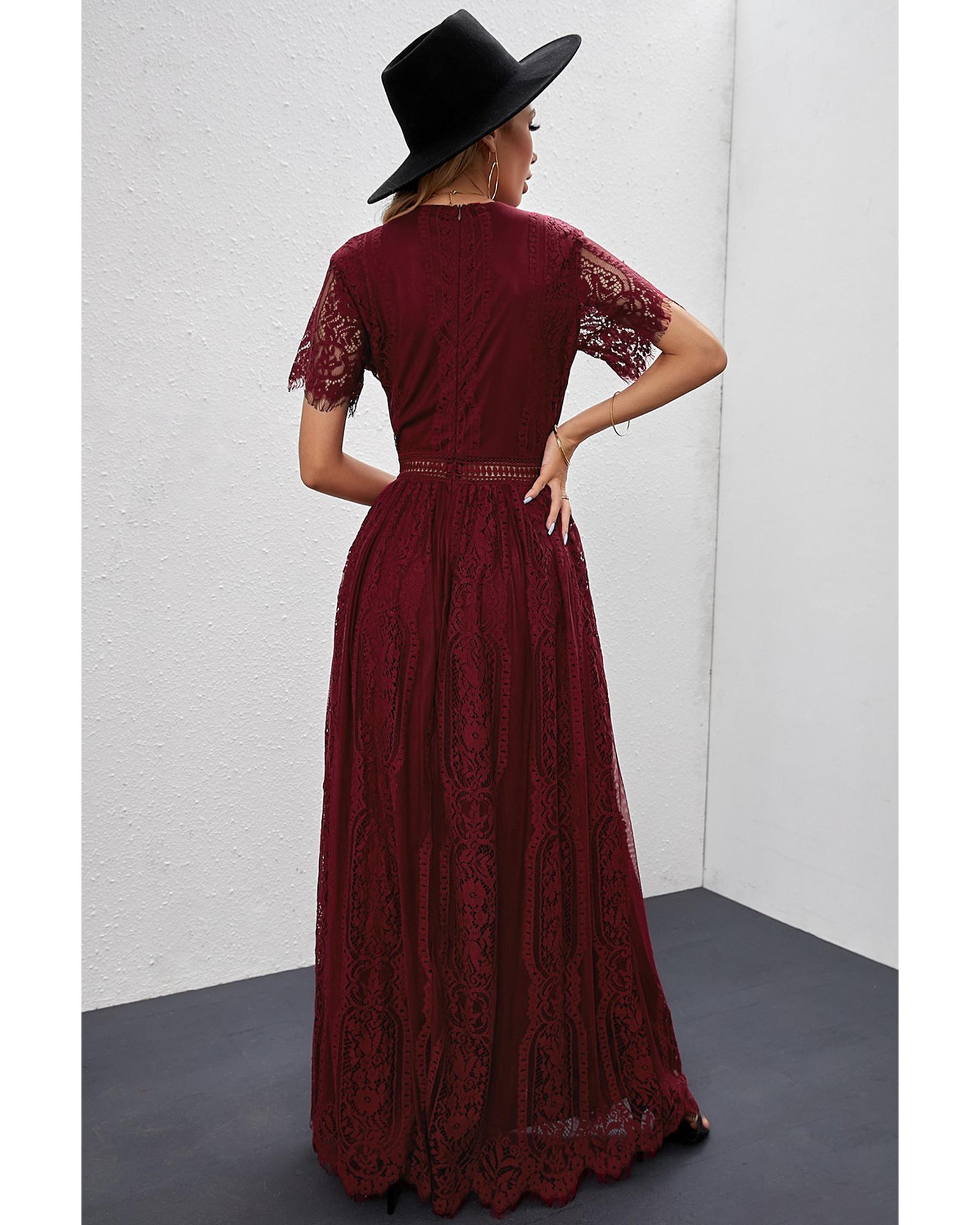 V539-AZEXDC611316-103-M-202508291510-00 Red Blue Fill Your Heart Lace Maxi Dress - M - Image 1